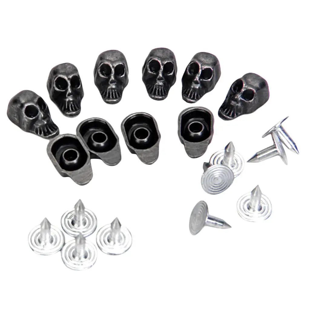 Skull Rivets Studs  for Sewing 13 x 8mm Pack of 10 Sets