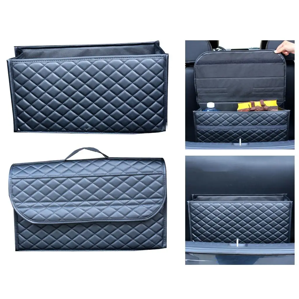 Car Trunk Organizer Box Portable Large Capacity PU Fit for SUV Home Garage