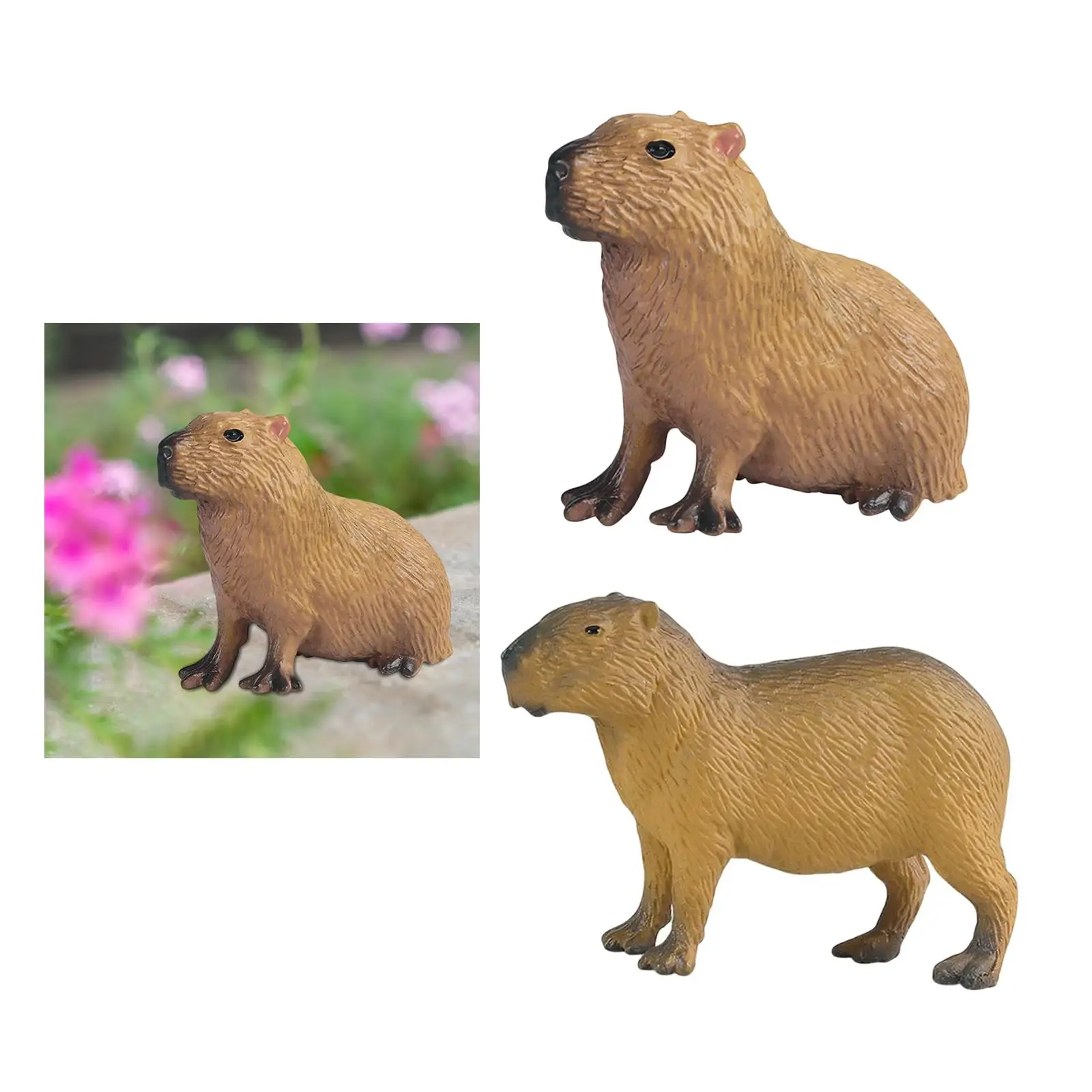 2x Realistic Capybara Figurines Toys Miniature Science Educational Toys Decor
