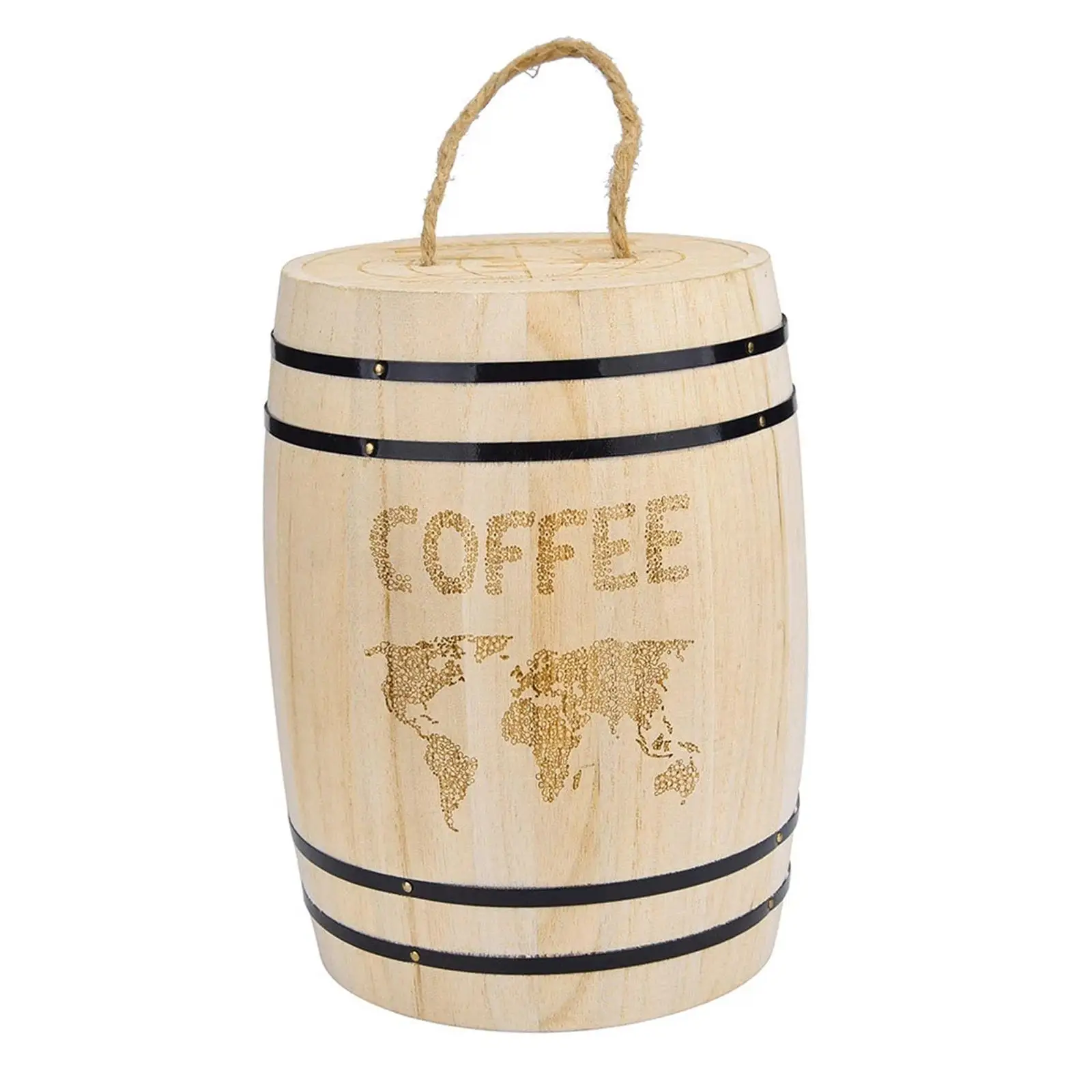Wooden Cask Pen Holder coffee Canister Dry Food Container Desktop Ornament Durable Chic Stationery Organizer for Office