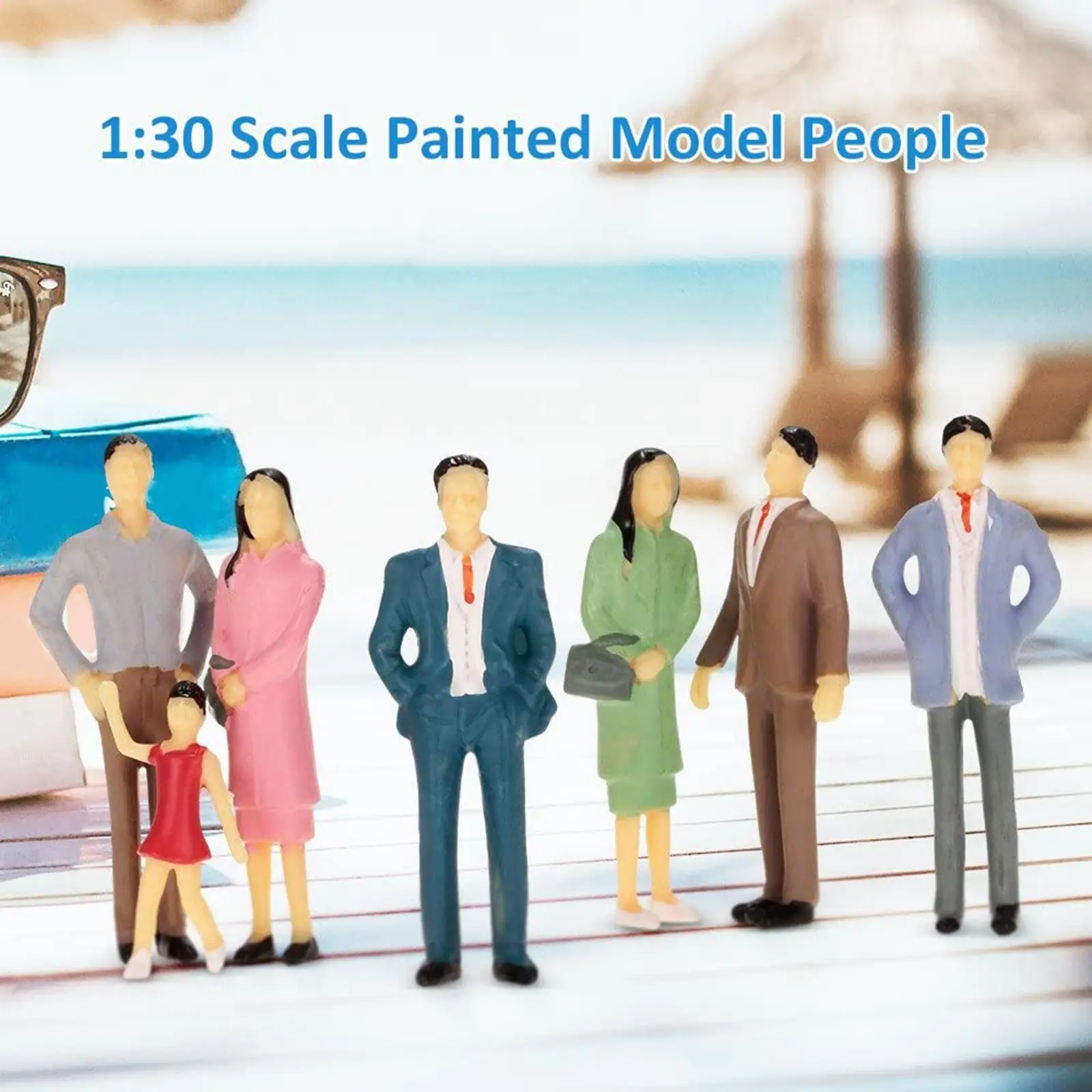 Pack of 50 1/30 Figures Sitting and Standing People Passengers Models for Train Platform Railway Playset Miniature Scenes