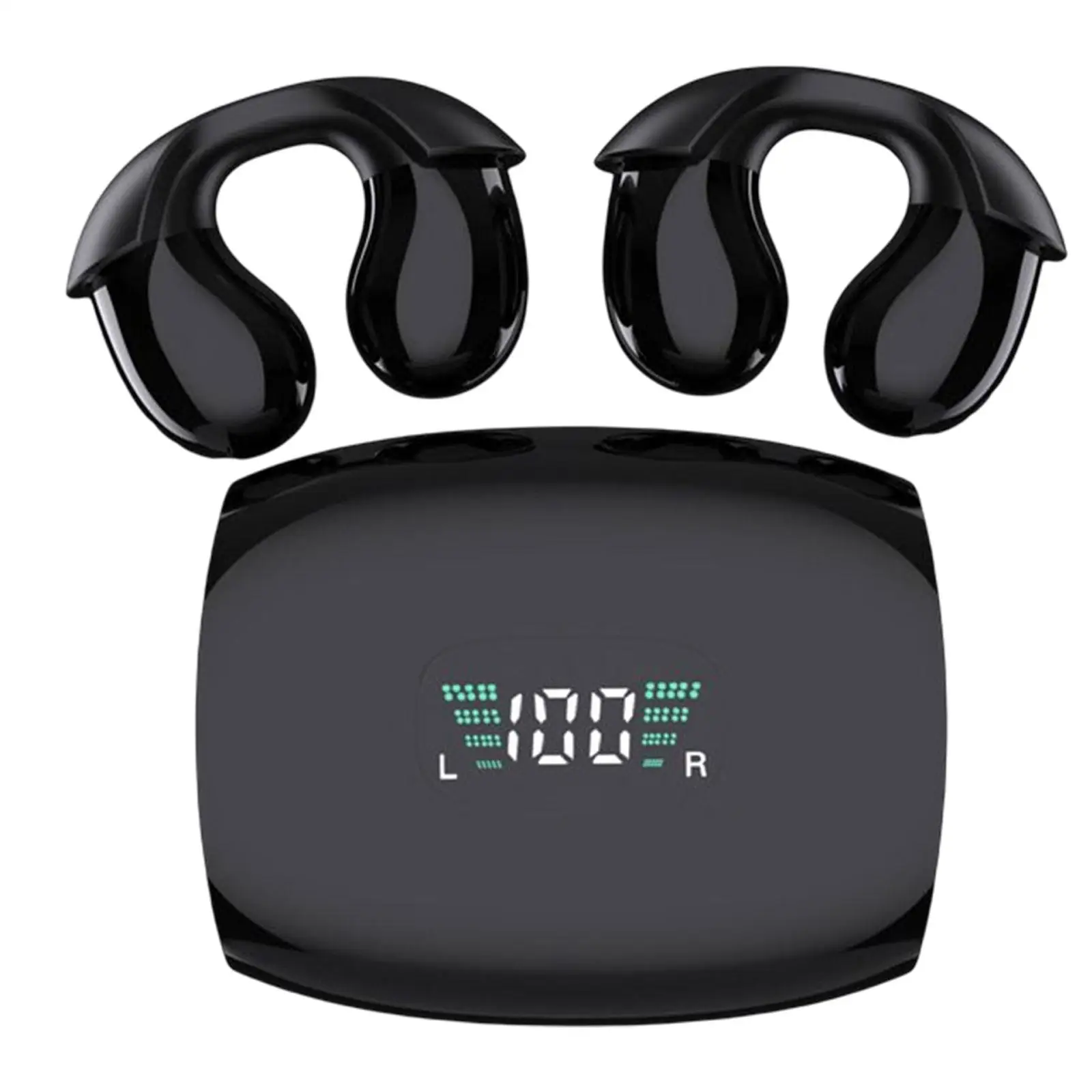 Ear Clip Headphones Touch Control Noise Reduction Waterproof HiFi Sound Small Clip on Earphones for Gym Running All Smart Phones