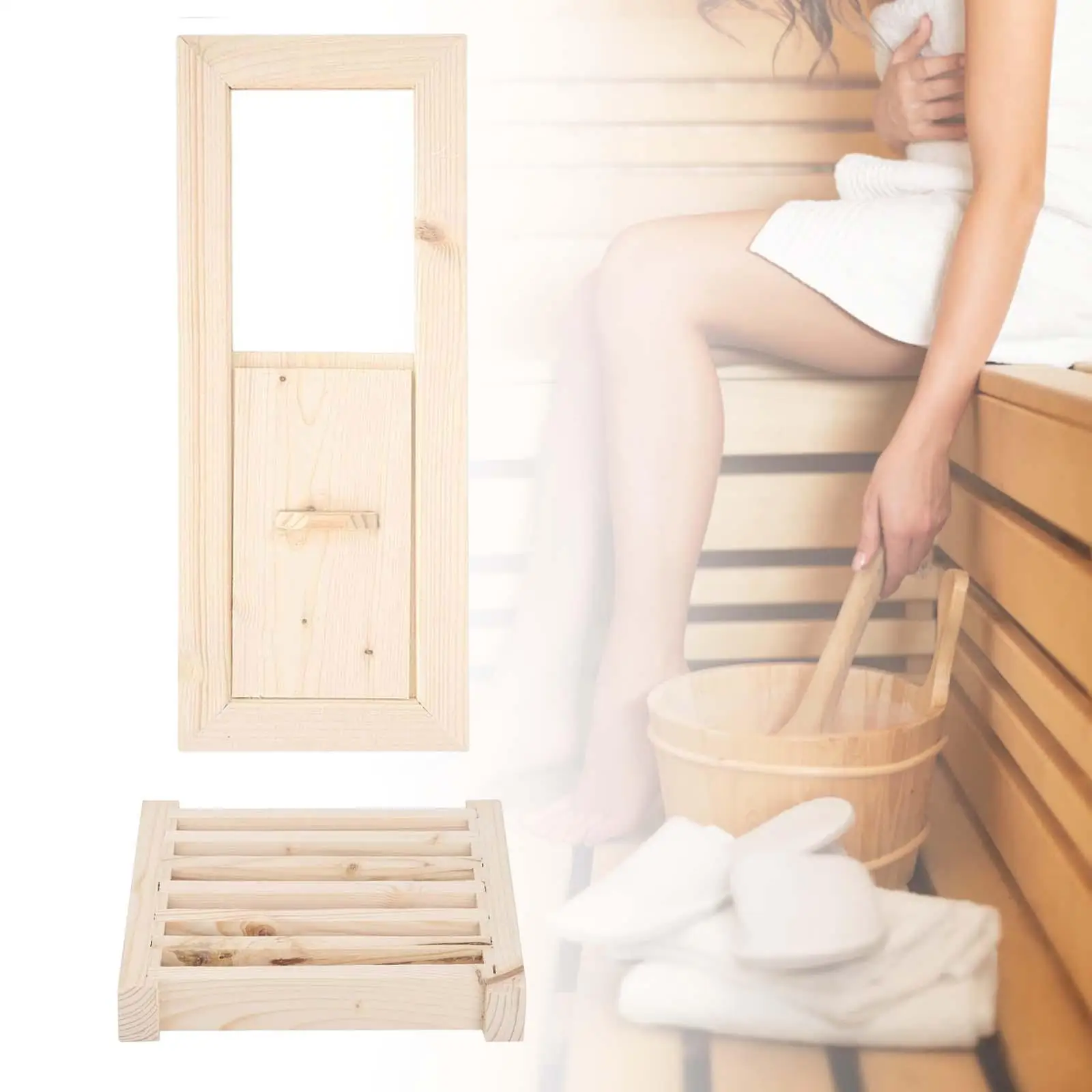 Sauna Room Air Vent Shutter Window Wooden Louvers Panel for Steam Room Russian Sauna Replacement
