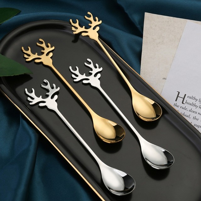 Christmas Spoon Gift Set Stainless Steel Pendant Coffee Spoon Gold Small  Spoon Gift for Christmas in 2023