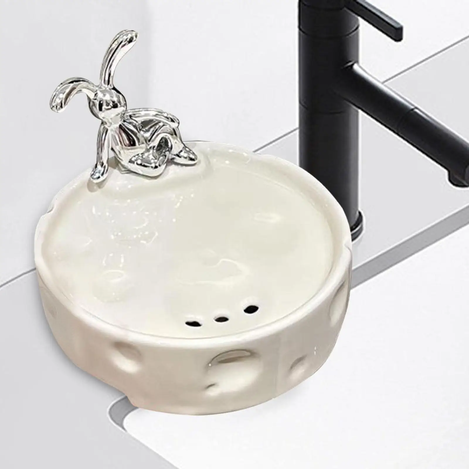 Soap Dish Easy Clean Stop Mushy Soap Self Draining Rabbit Decorative Soap Holder for Shower Kitchen Bathroom Sponges Bath Tub