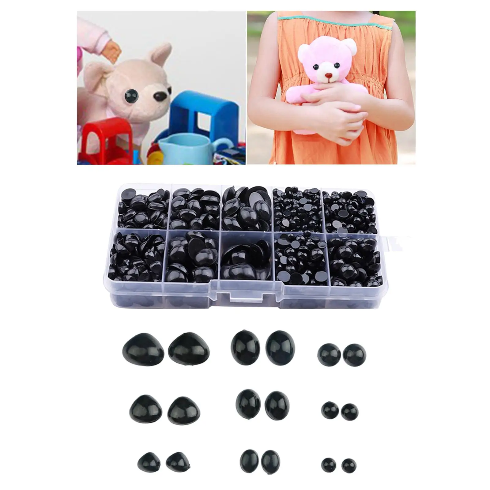 1000x Plastic Safety Eyes and Noses DIY Crafts Decoration Craft Doll Eyes for Puppet