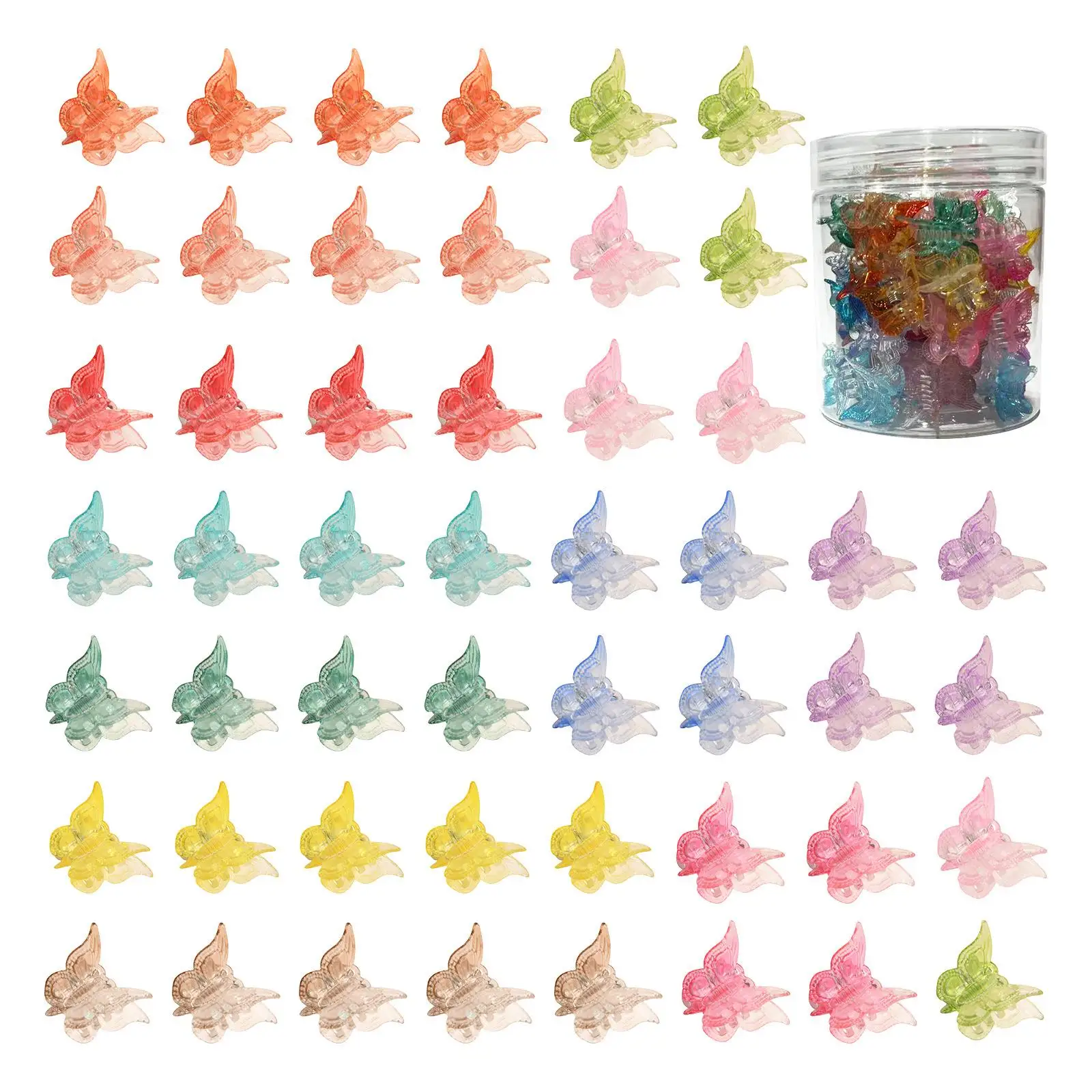 50Pcs Butterfly Hair Clips Mini with Box Gifts Assorted Colors Cute Hair Claws Clips for Party Girls Kids Children Women