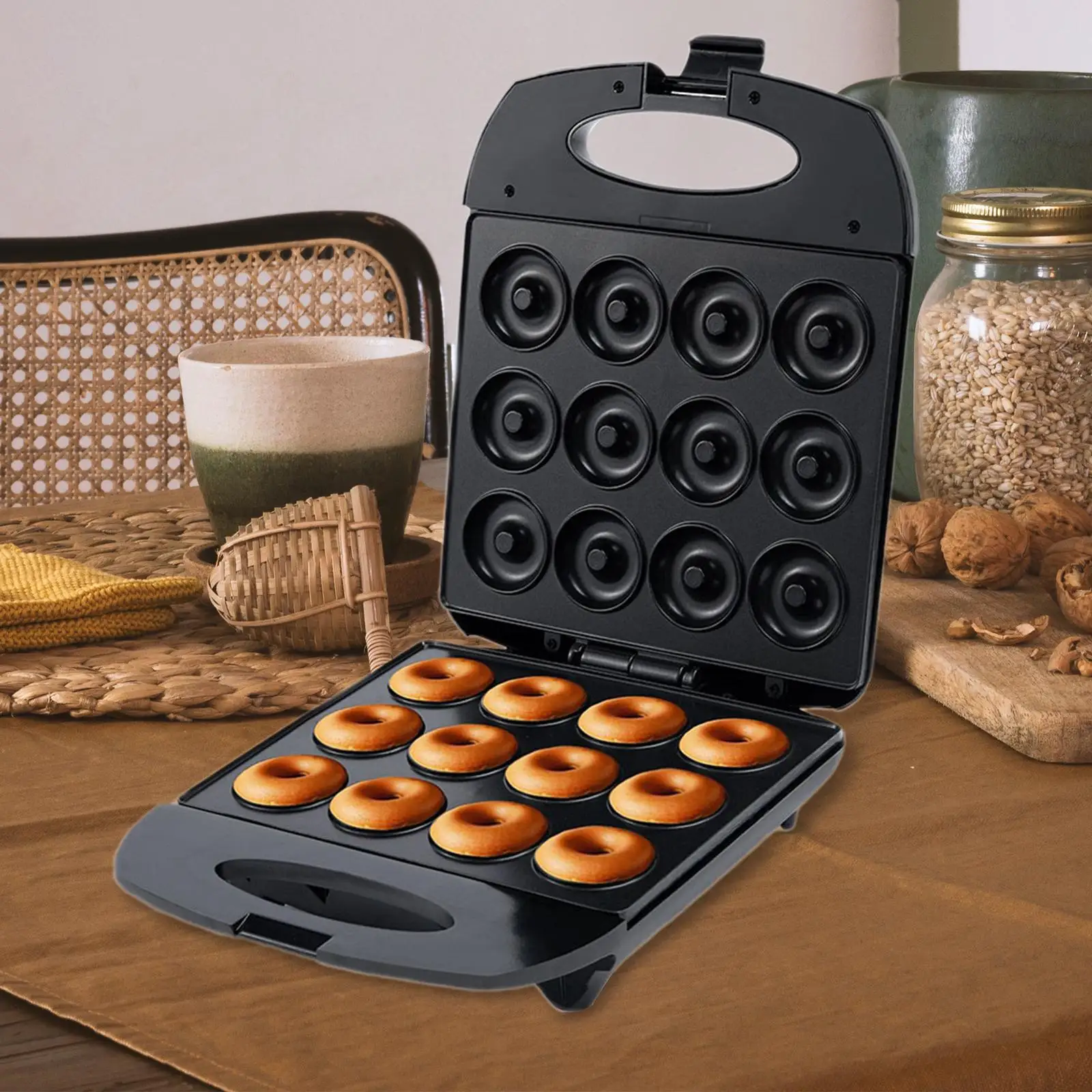 Donut Maker with Reminder Light Baking Tool Automatic Heating Egg Cake Bread Baking Machine for Coffee Shop Breakfast Snack