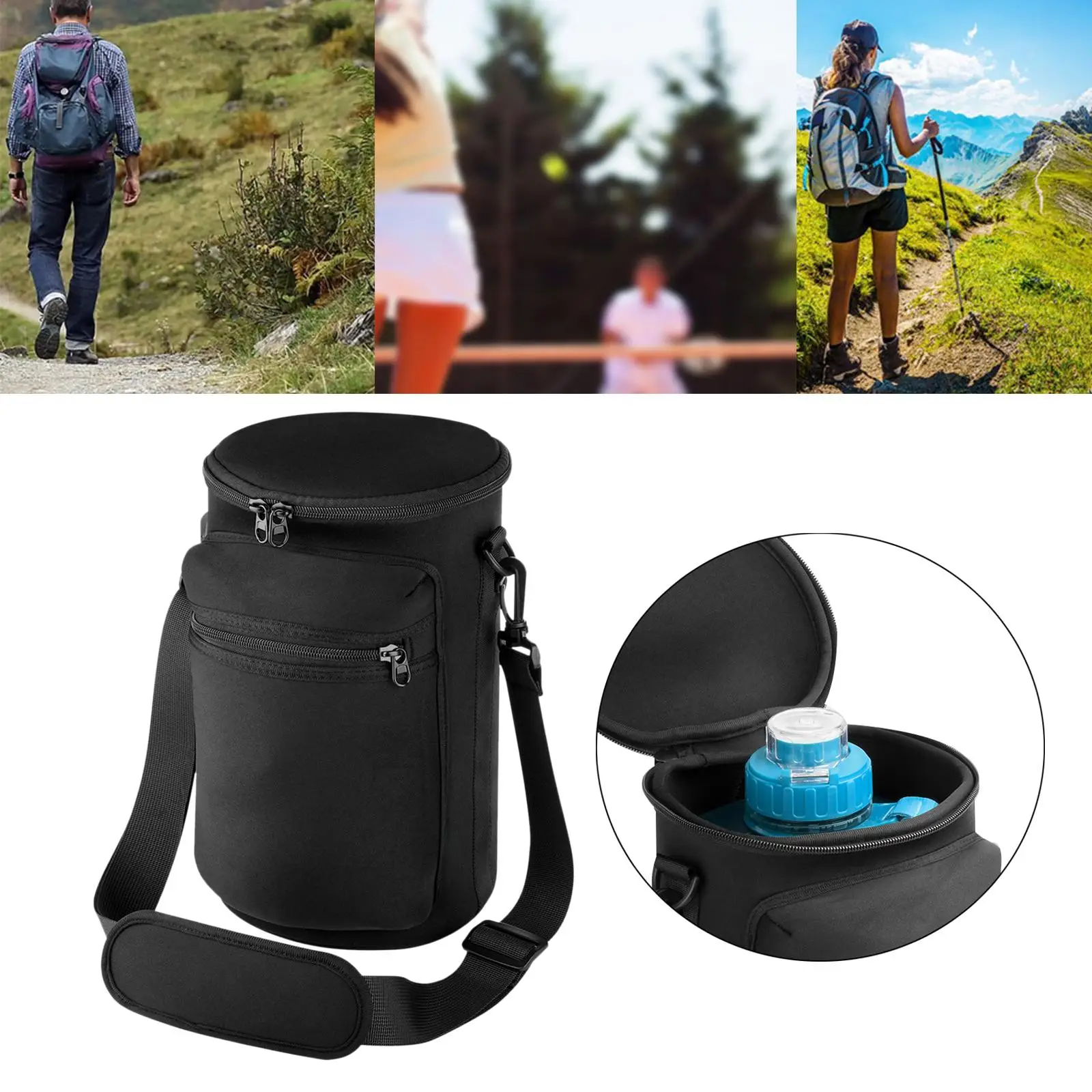 Water Bottle Holder Cover Portable Adjustable Shoulder Strap Men Women Water Bottle Pouch Bag for Fishing Travel Outdoor Sports