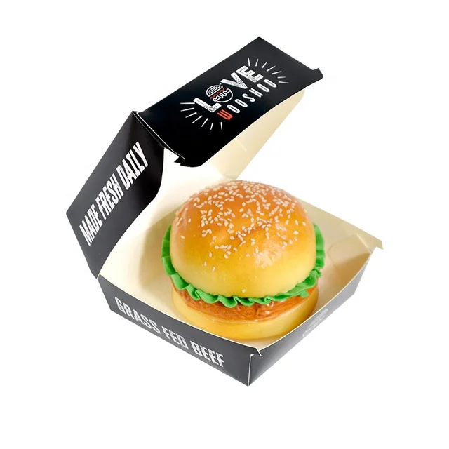 Custom Printed Eco Friendly Disposable Catering Takeaway Food Packaging  Kraft Paper French Fries Burger Hamburger Box - AliExpress