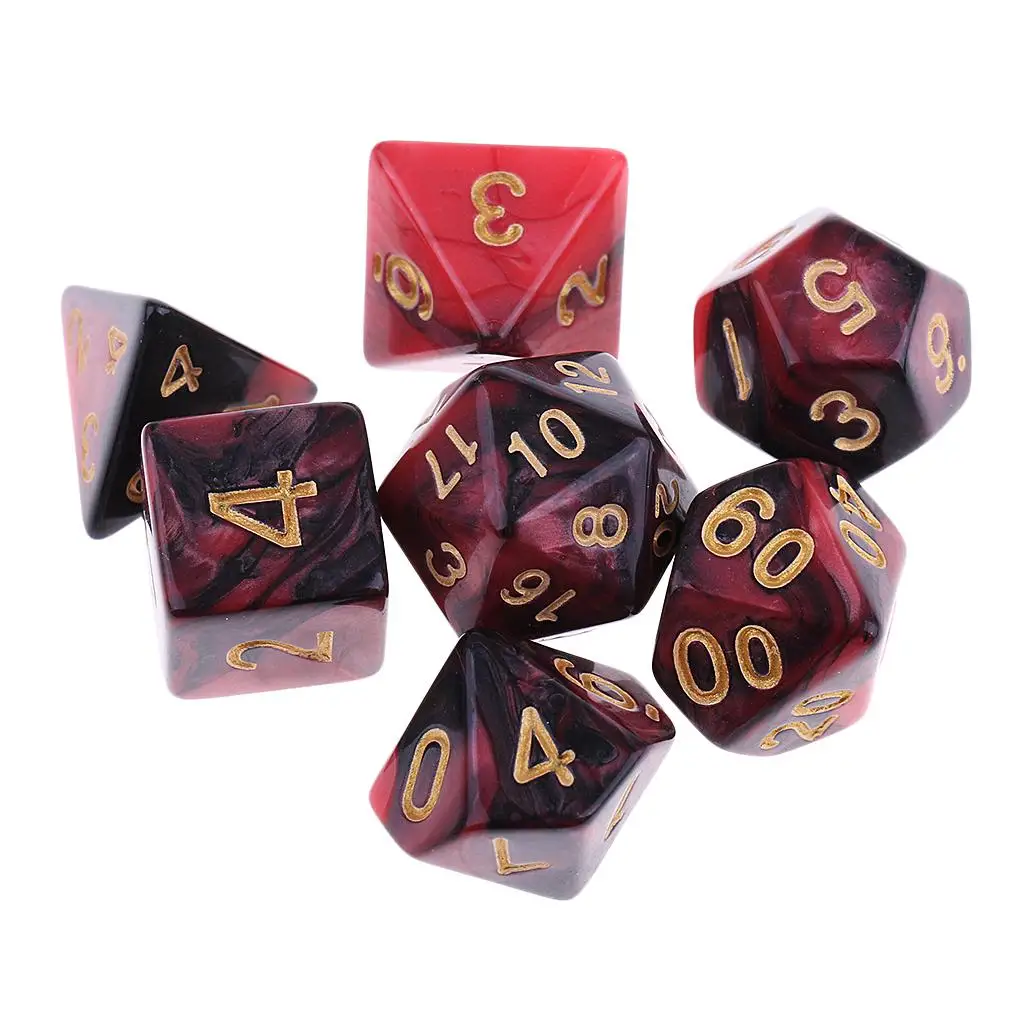 7x Traditional Board Game  Set Acrylic D20-D4 for Gaming  Supply 