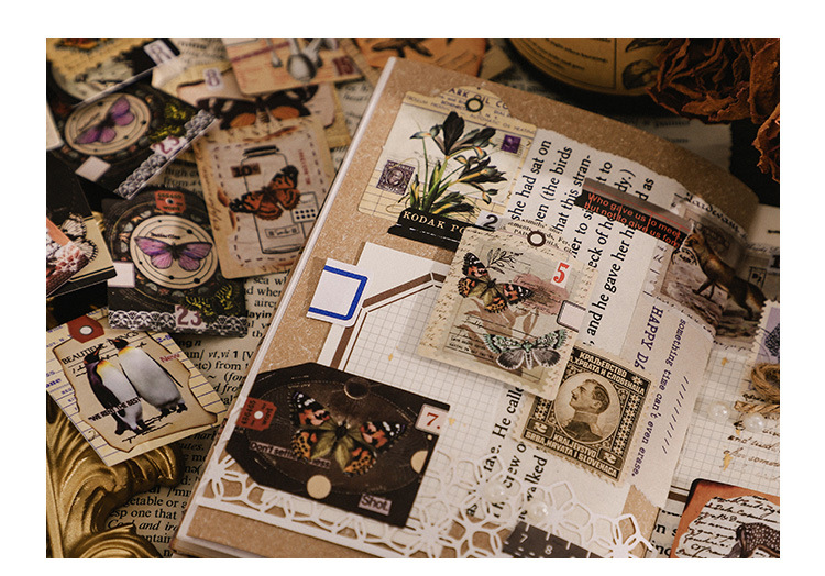 46pcs Vintage Mini Box Stickers for DIY Scrapbooking Journaling Collage Photo Album Sealing Decorative Stationery