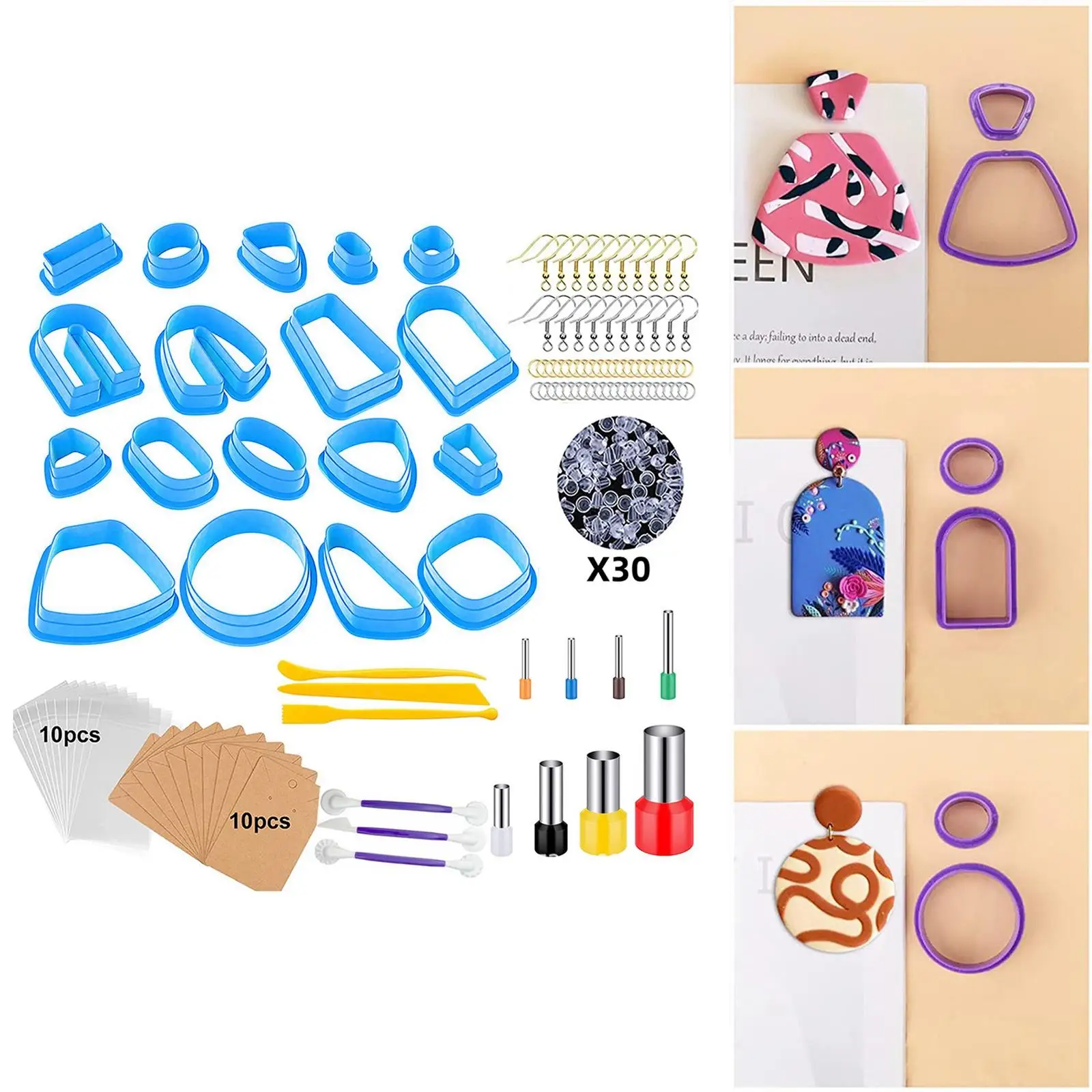 Polymer Clay , 18 Pcs Clay Earring with Earring Cards and Hooks, Tools, Earring Backs, Jump Rings for Clay Earring Making