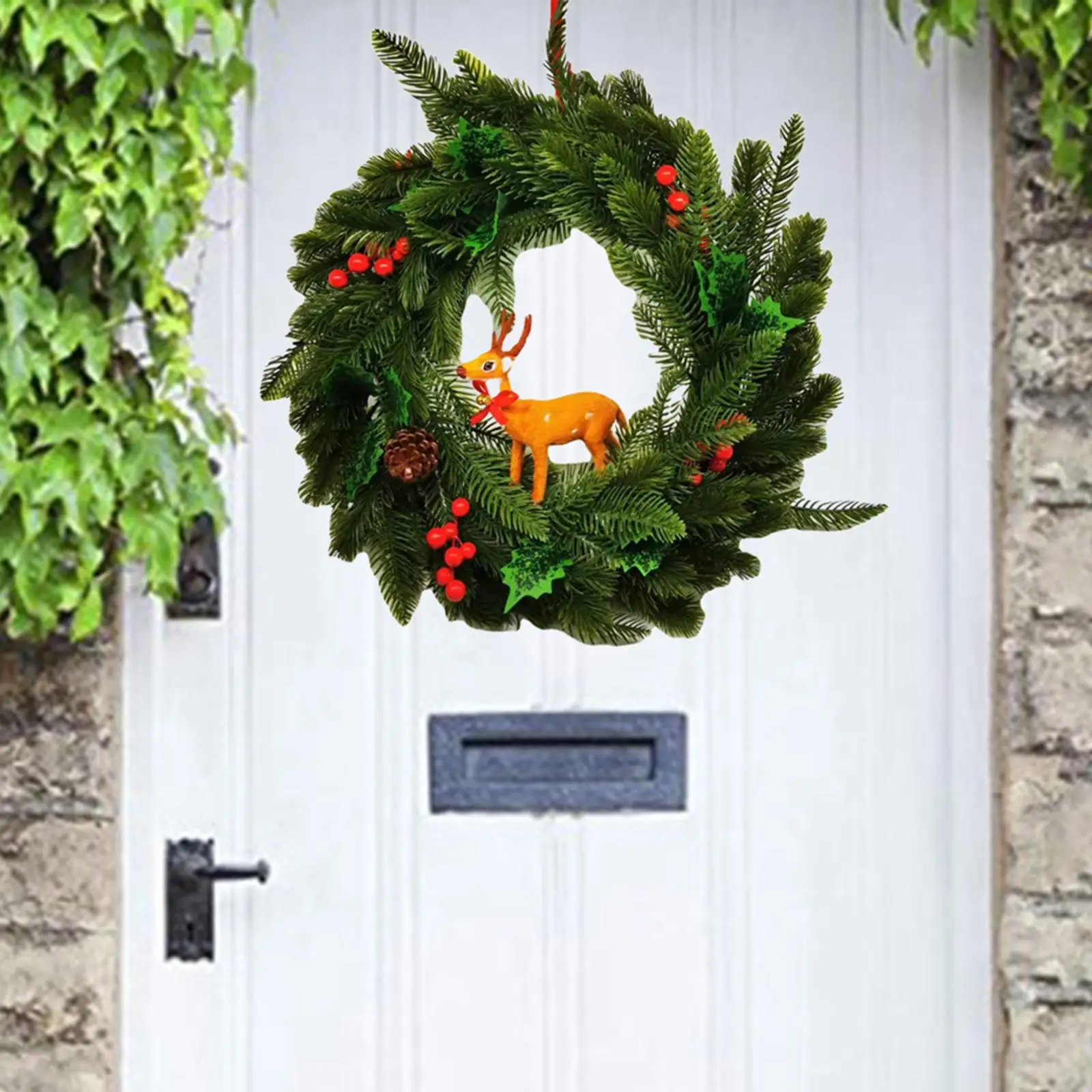 Christmas Door Wreath Garland Artificial Flower Wreath for New Year Holiday