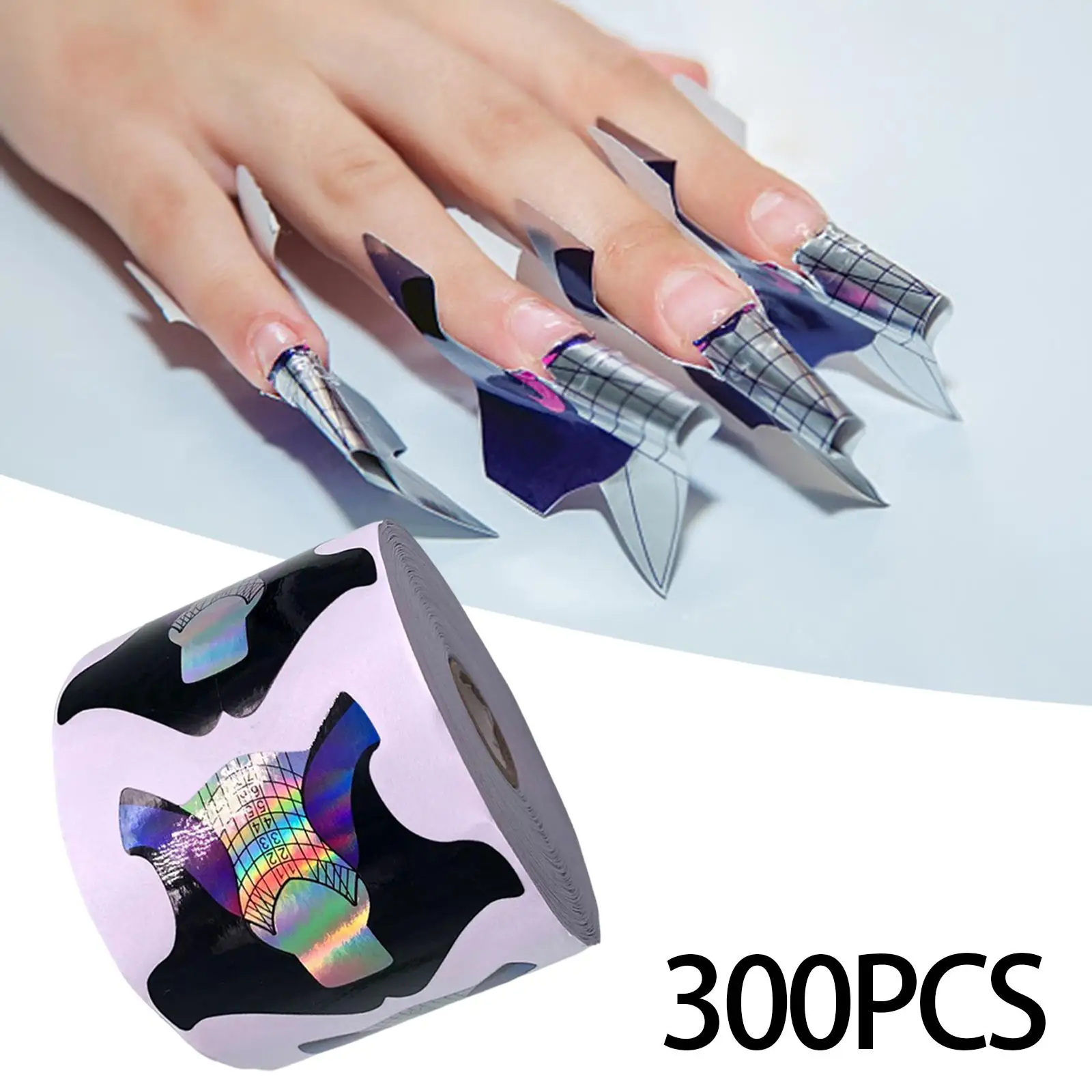 300 Pieces Nail Forms for Acrylic Nails Nail Extension Paper Forms for Salon DIY Artists Beginners Nail Art Decoration