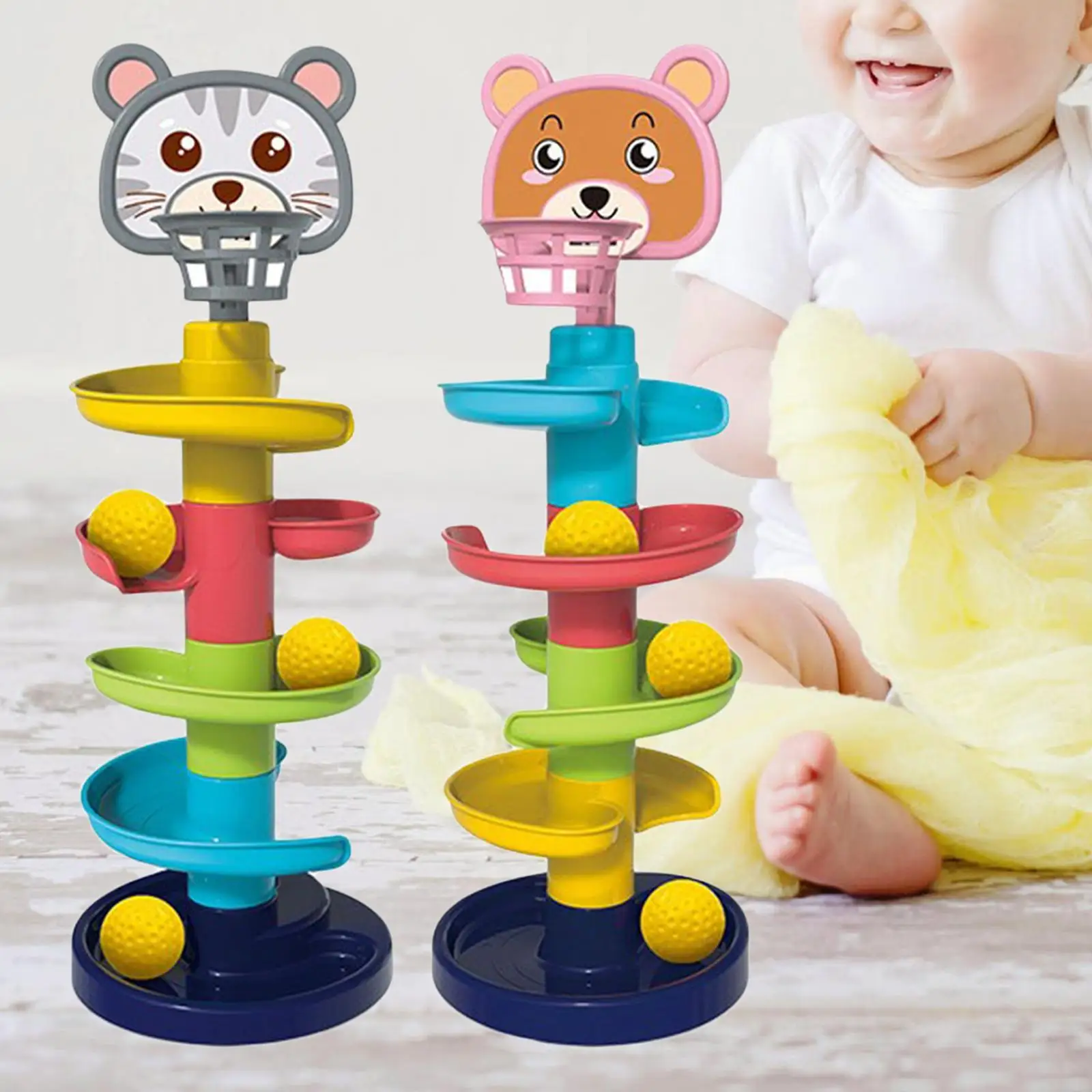 5 Tiers Ball Drop Swirling Ramp Toys Preschool Learning Development Montessori Early Educational Toys for Toddler Kids Baby