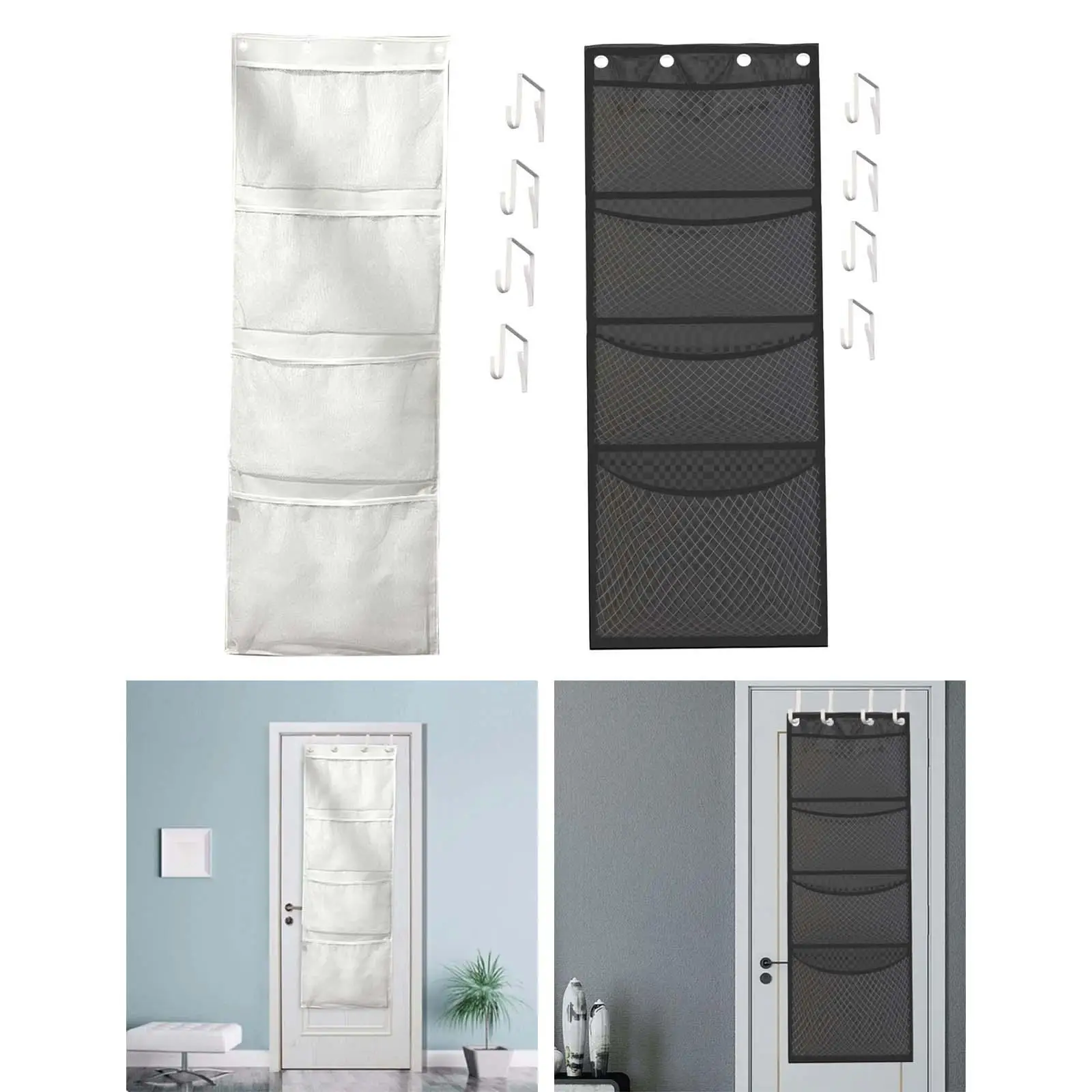 Over The Door Hanging Organizer Bag 4 Mesh Pocket for Kids Shoes, Clothes, Gloves, Scarves, Diapers Kids Room Laundry Room