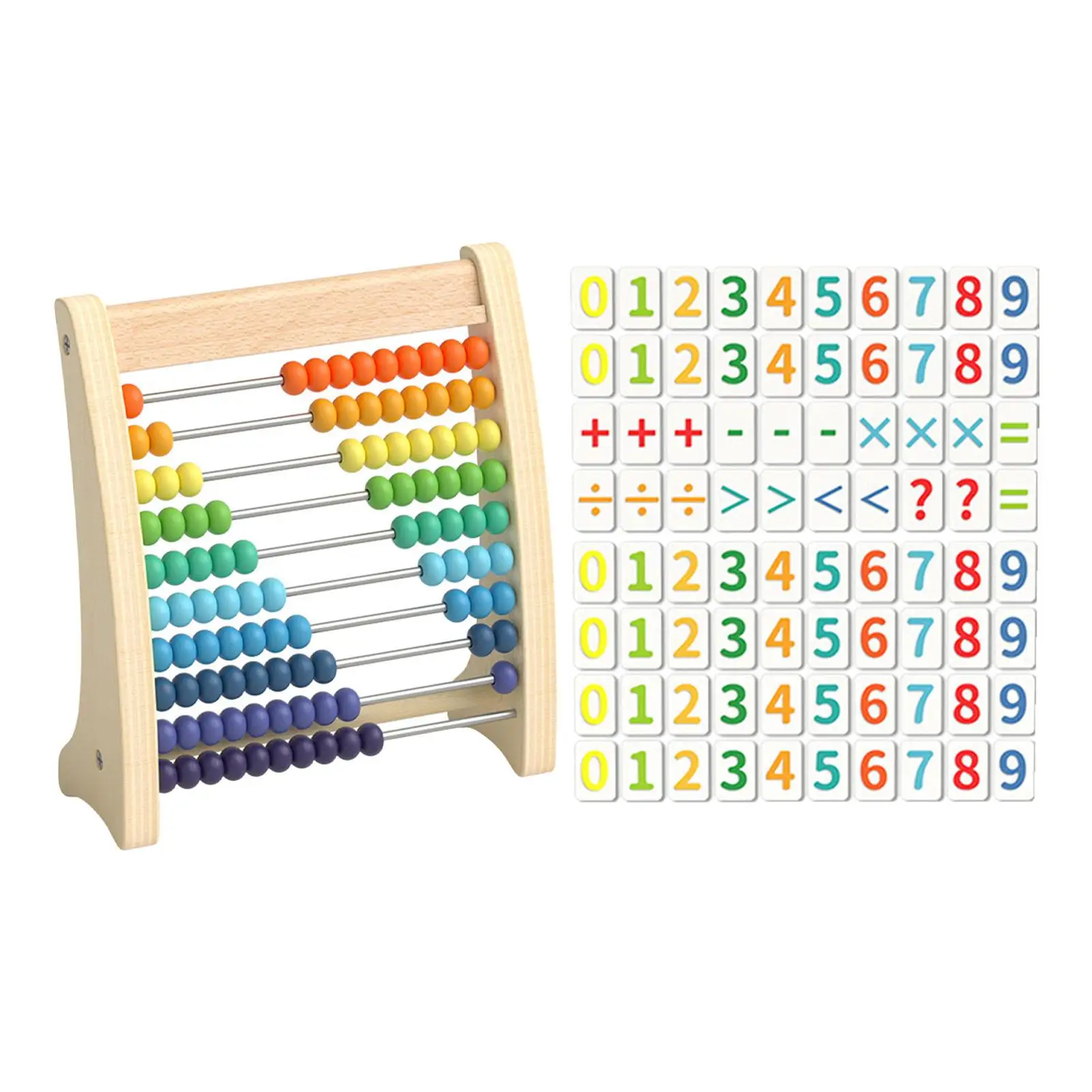 Colorful Wooden Abacus Ten Frame Set Bead Arithmetic Abacus Educational Toy for Toddler Kindergarten Preschool Kids Elementary