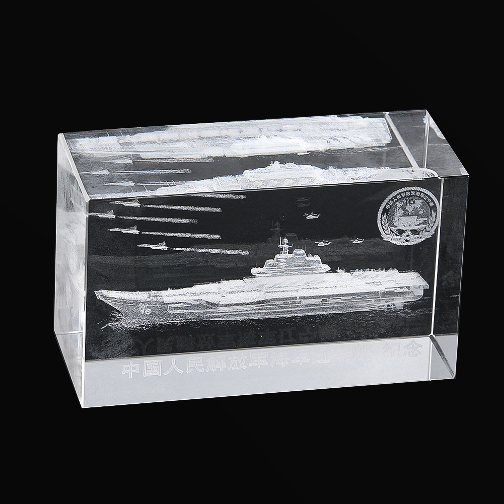 1PC Laser Gravierte Kristall Flugzeugträger Liaoning Figuren Briefbeschwerer Ornament Hause Dekoration Zubehör Sammlung Handwerk – Detail 4