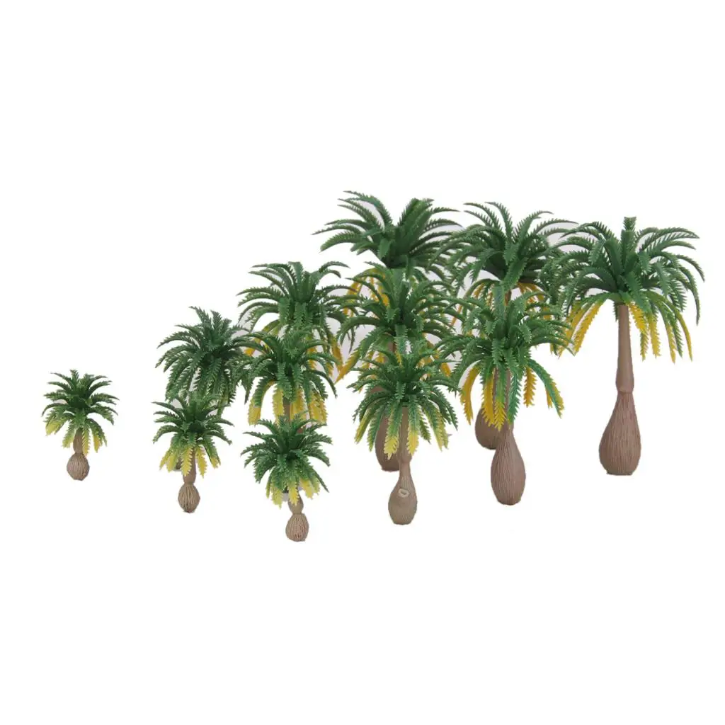 Pack of 12 Landscape Model Palm Trees for Train Architecture Scenery 