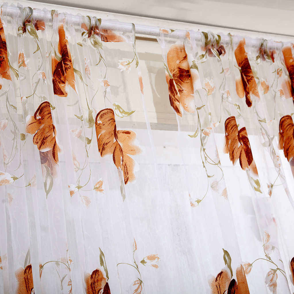 Description Picture 6 of item1 PCS Vines Leaves Tulle Door Window Curtain Drape Panel Sheer Scarf Valances