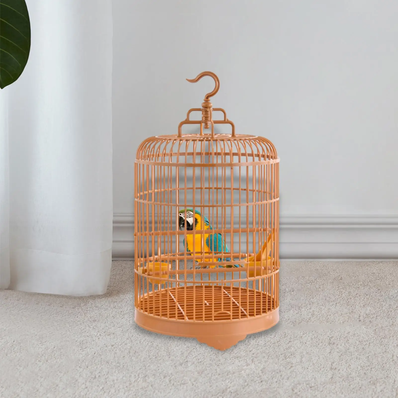Bird Cage with Standing Pole Hanging Hook Large Bird Feeder Waterer Bird House