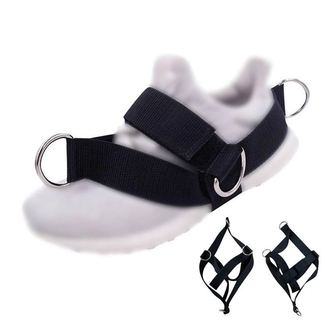 2x Nylon Foot Strap with 4 connecting Points Gym Machine Attachment Multipurpose Pull Belt for Pilates Bodybuilding Fitness