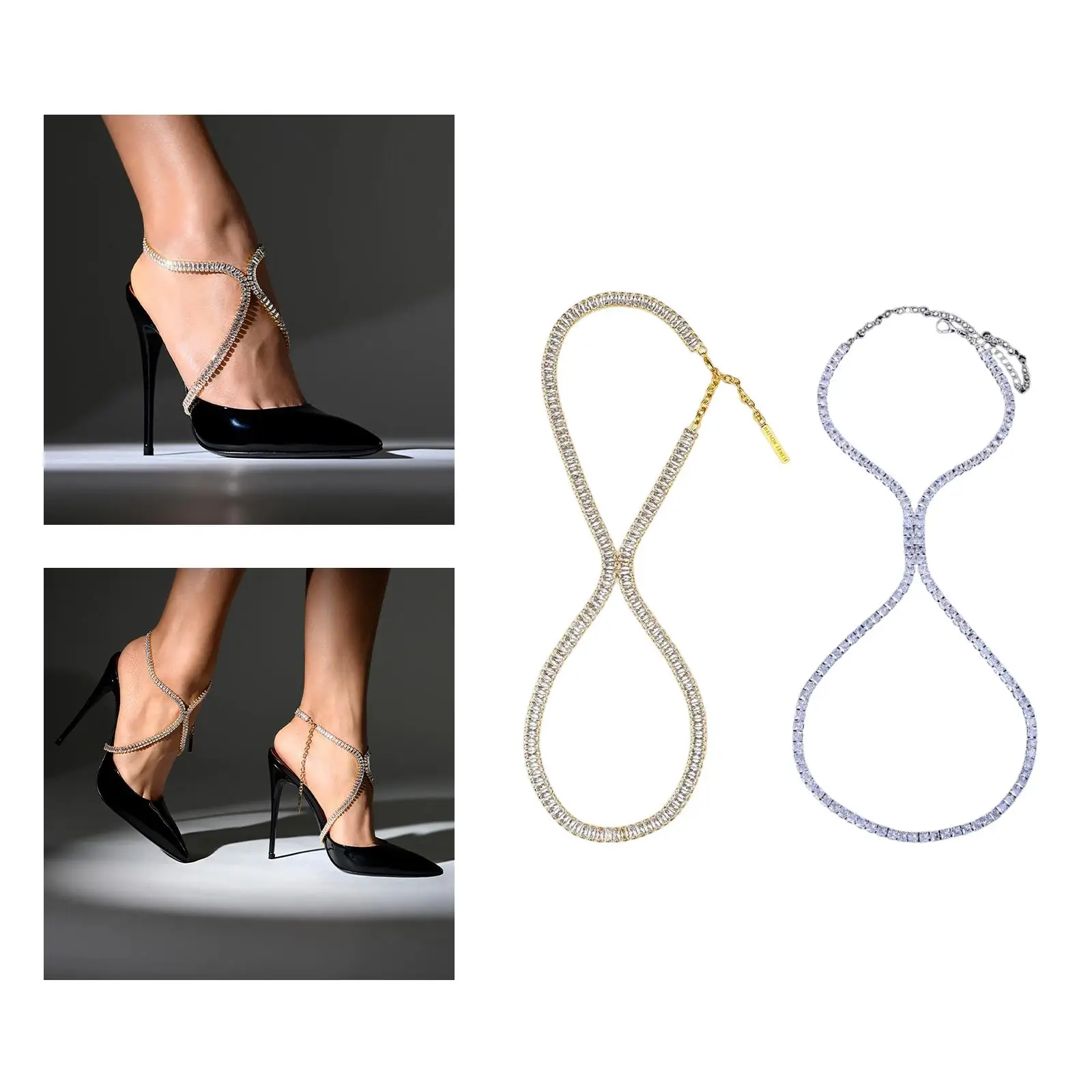 Crystal High Heel Anklet Jewelry for Sandals Accessories Wedding Women Girls