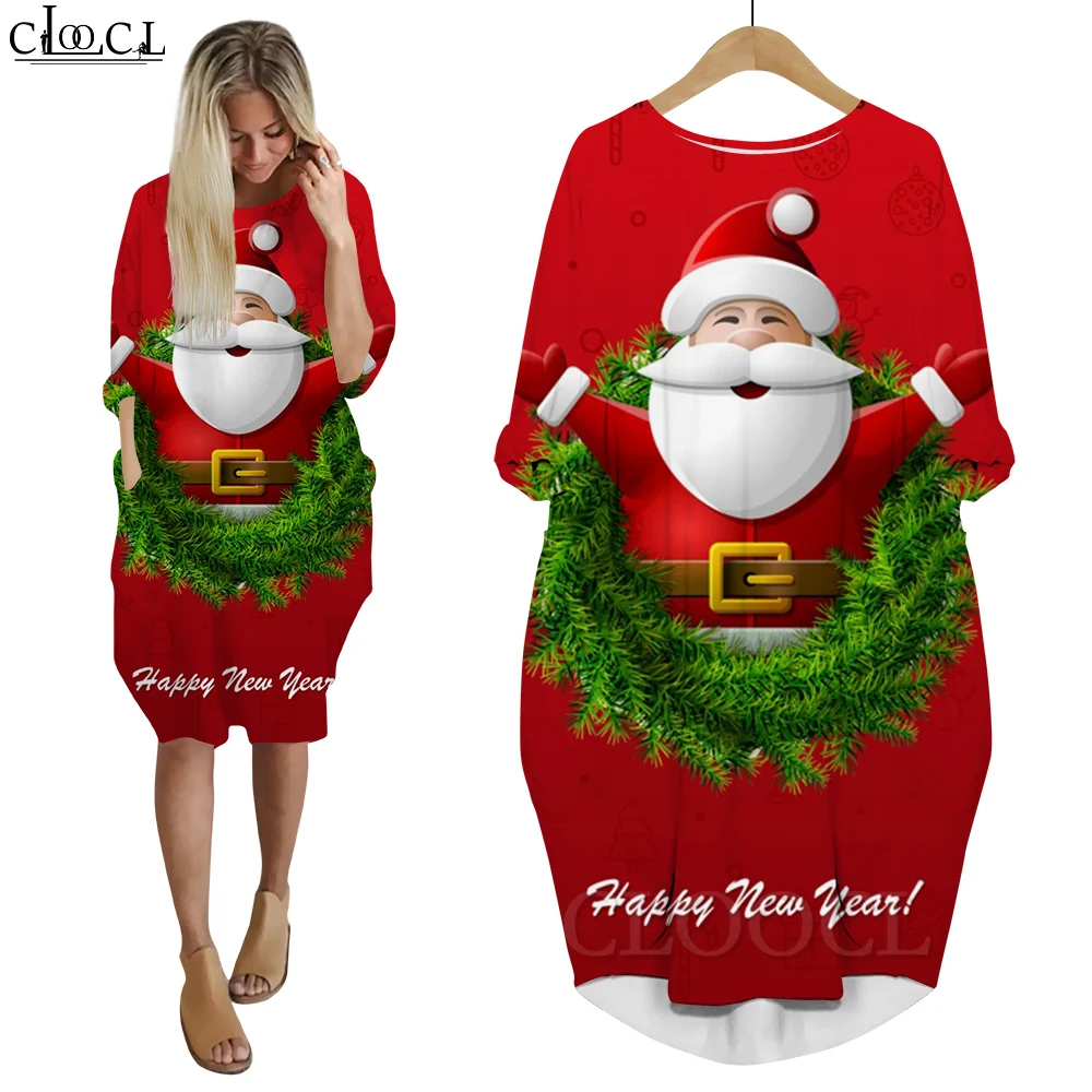 Women Fashion 3D Santa Mini Party Dress