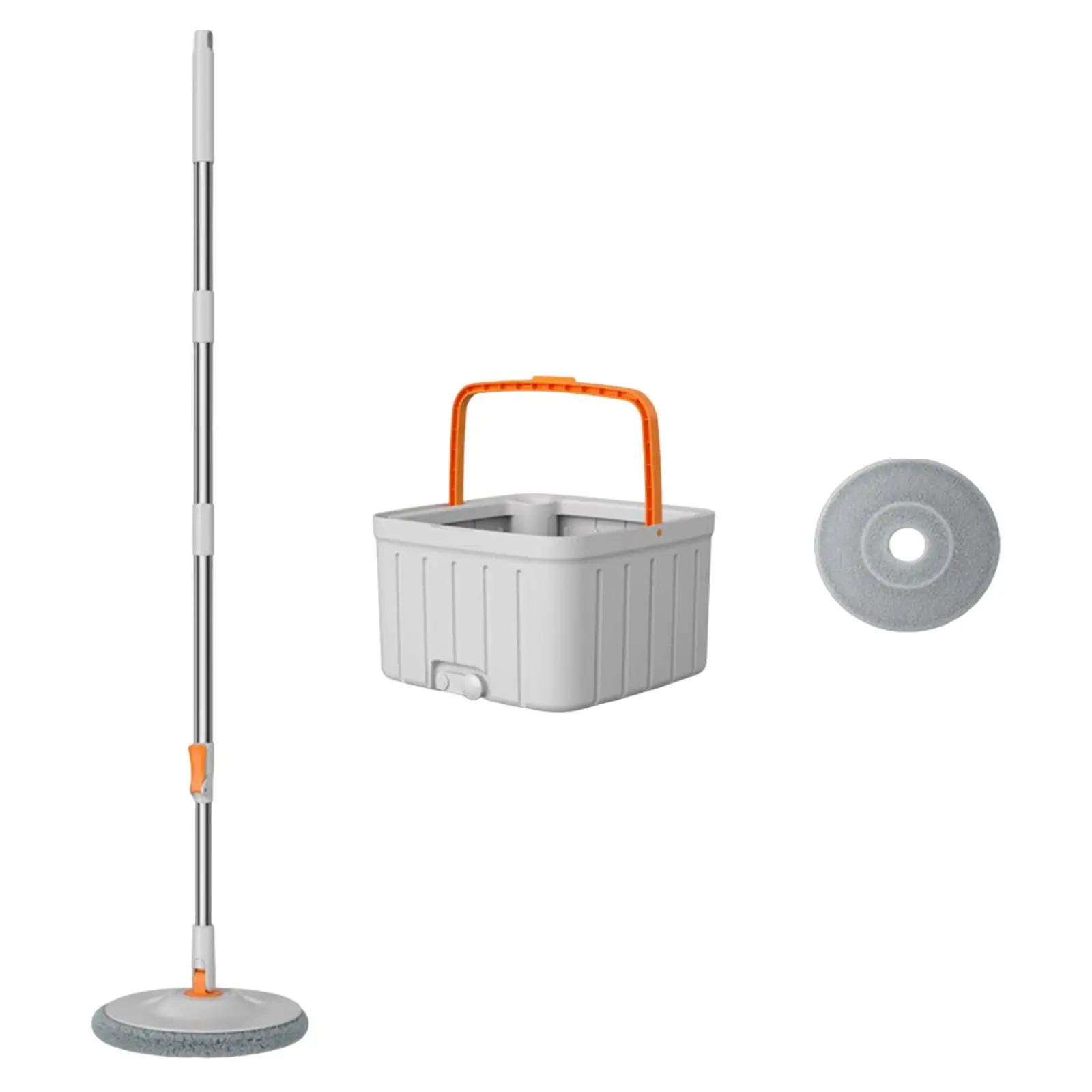 Round Flat Floor Mop Bucket Set Floor Cleaning system with Thick Microfiber Mop Pad