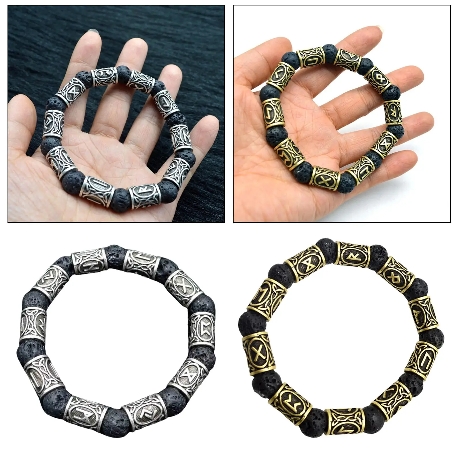 Viking Rune Antique Beads Bracelet  Stone Bangles Accessories for Men