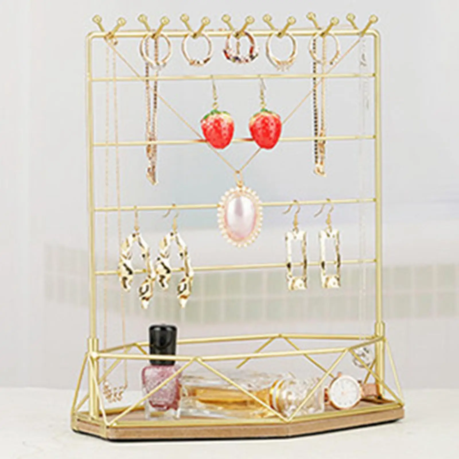 Jewelry Organizer Stand Earring Bracelet Holder Jewelry Holder Display Decorative for Women Girls with Tray for Watch Ring
