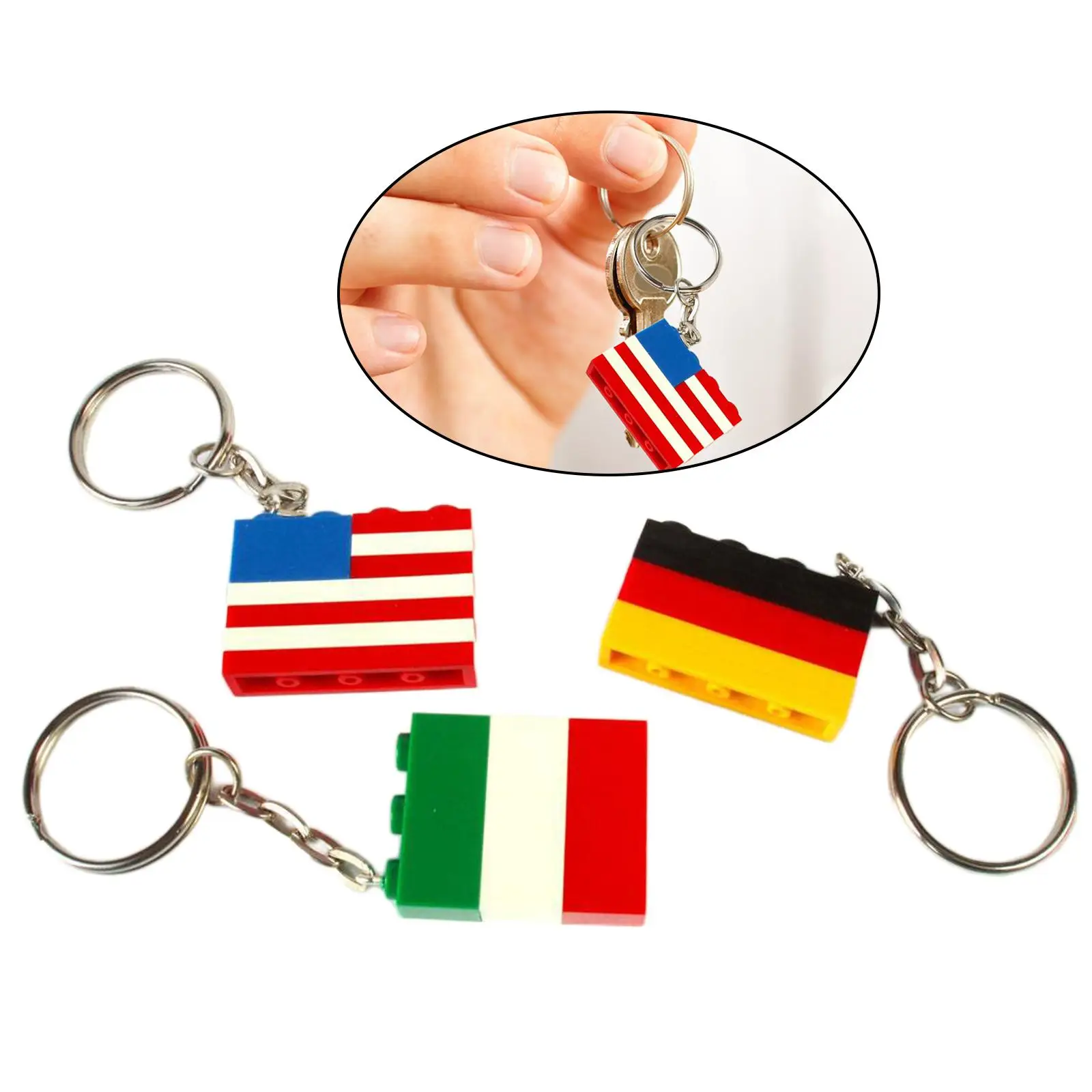3 Pieces Delicate Mini National Flag Shape Miniature Pendant Holder Patriotic Keychain Souvenir Gift