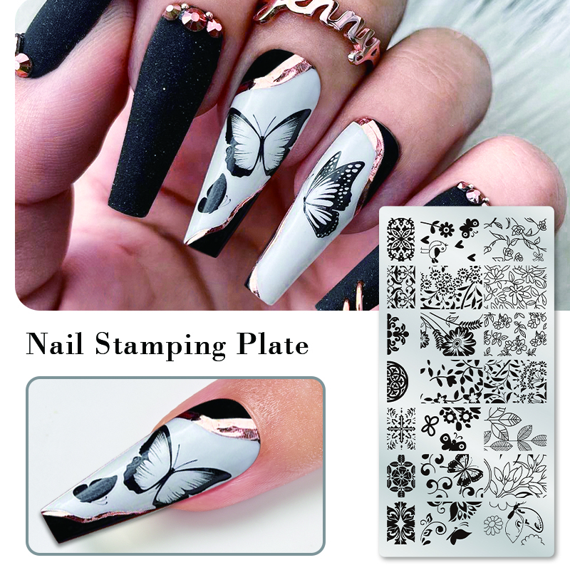 Description Picture 5 of item12*6cm Nail Art Templates Stamping Plate Flower Butterfly Design Leaves Lace Stamp Templates Plates Image Printing Stencil Tools