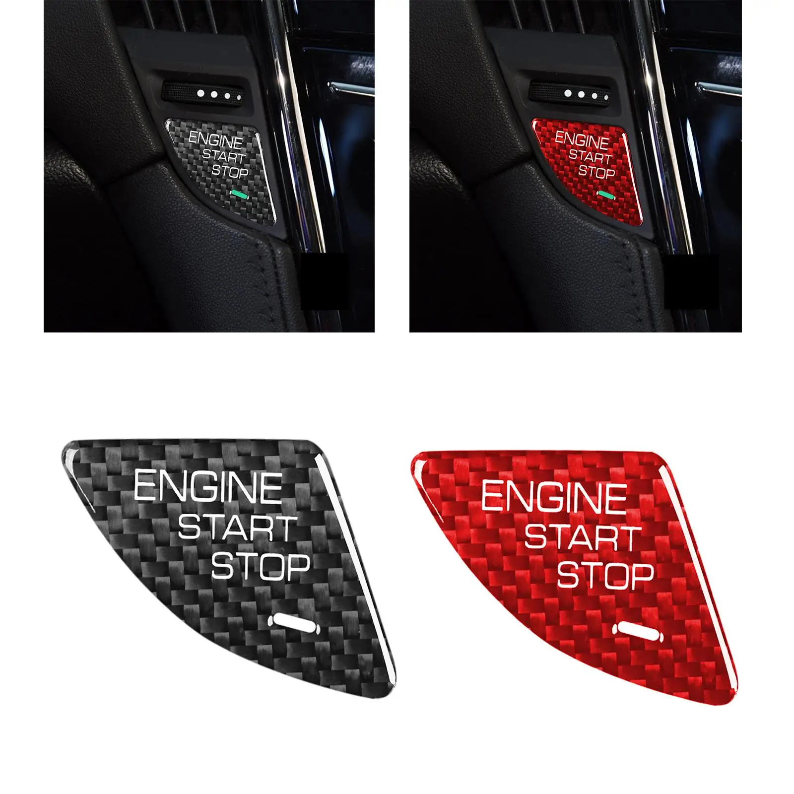 Carbon Fiber Style Engine Ignition Button Cover Sticker Adhesive Fashion Trim Car