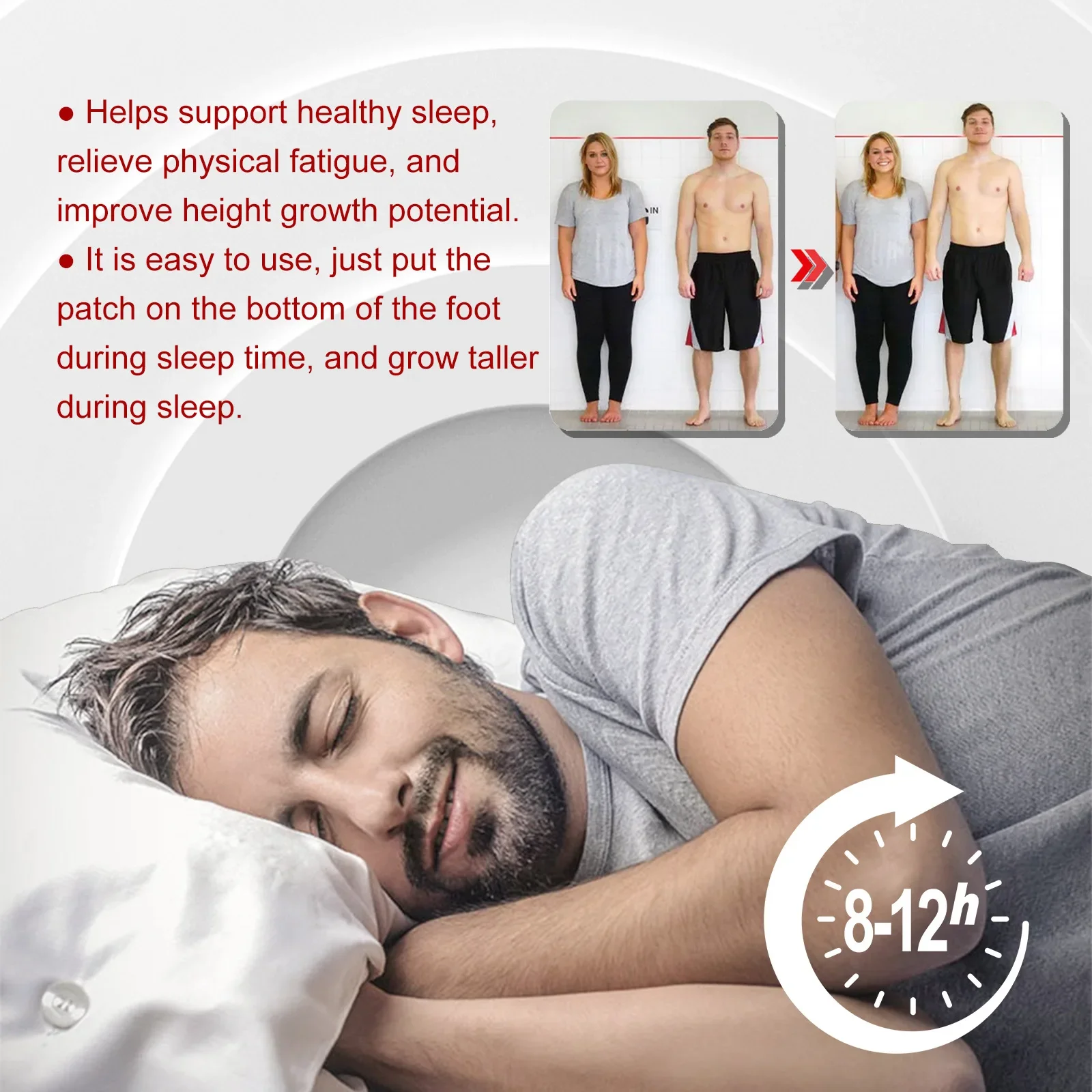 Height Growth Hormone Enhancer Plaster Grow Taller Foot Patch Bone Strength Calcium Vitamin D Supplements for Adults and Teen