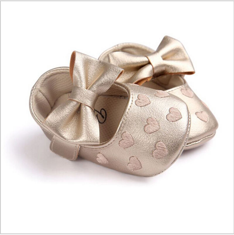 Description Picture 3 of item0-18Months Baby Girls First Walkers Lovely Love Heart Printed Bowkno Crib Shoes For Toddler Girls