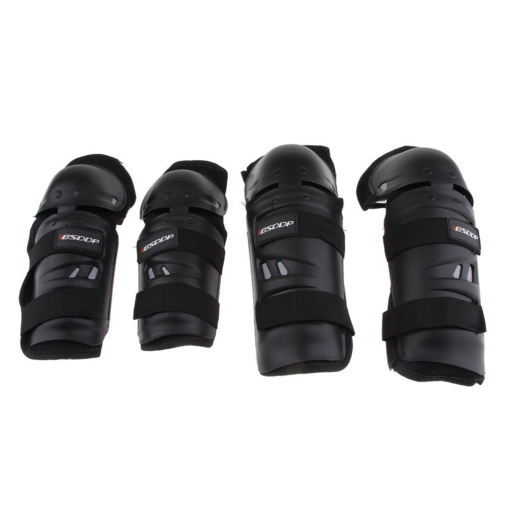 4 Pcs Elbow Knee Shin Gear Guard Pad Protector Riding Motorcycle