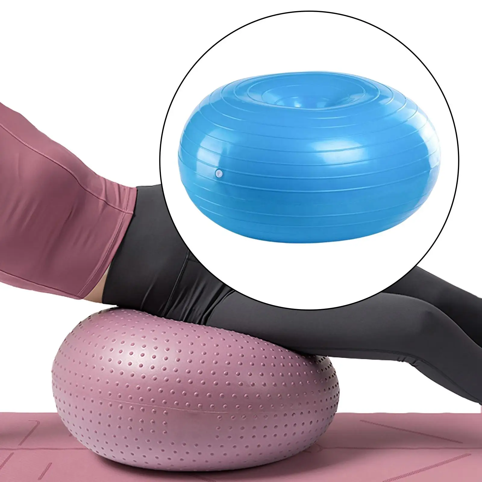 1x Yoga Ball Anti-Blast Rhythmic Strength Inflatable Exercise Fitness Ball Pilates Donut Balance for Training Office Gym Home