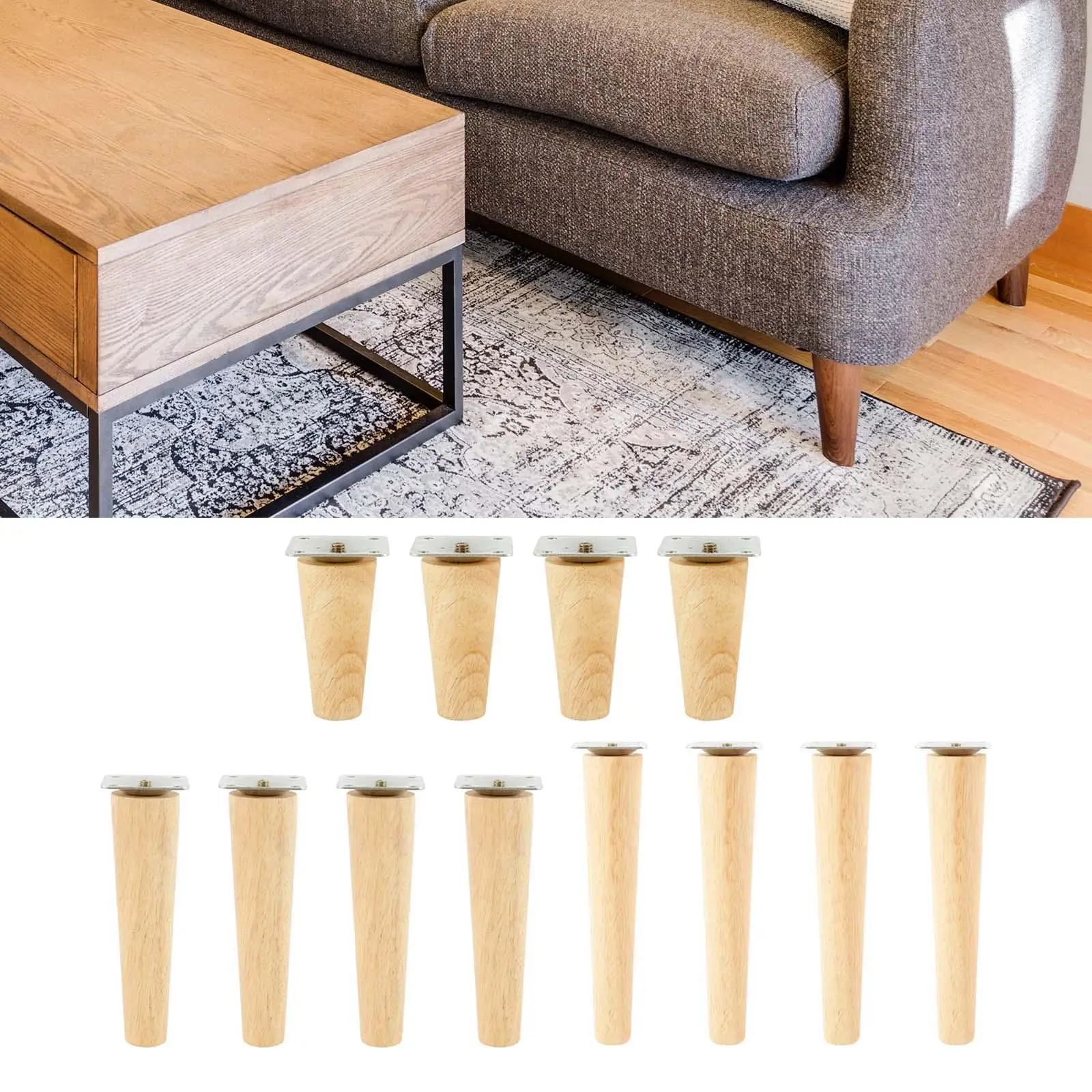 4 Pieces Wooden Furniture Leg Stable Chair Legs Furniture Legs Fashion Sofa Legs DIY for Cupboard Couch Wardrobe Chair Shelves