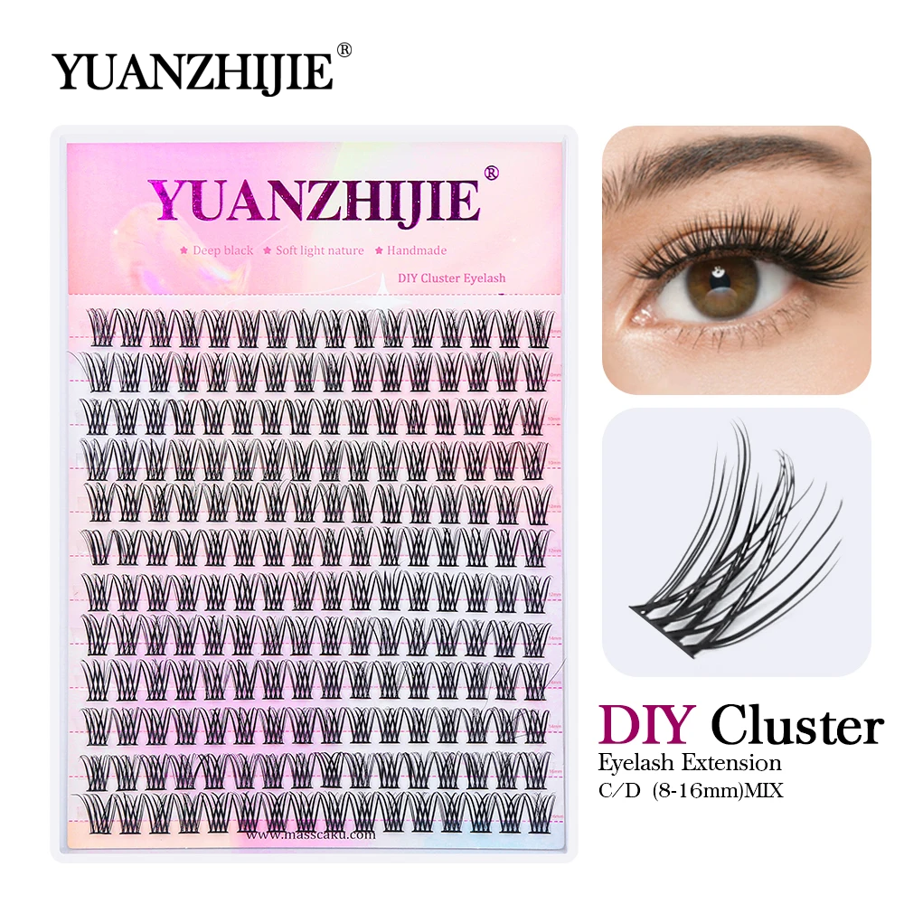 Best of YUANZHIJIE DIY 120 PCS Cluster Lashes 3D Natural Bunch 8-16mm D Curl Segmented Beam Individual Mink Tufted Eyelash Fine Lash Tip Reviews & Tips