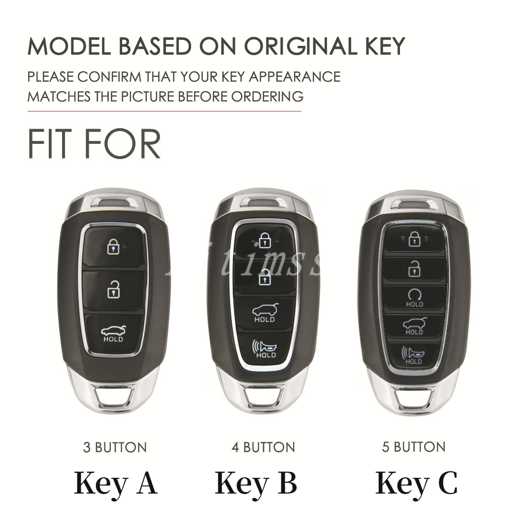 Portachiavi in lega per auto per Hyundai Palisade Grandeur Azera Elantra GT Kona 2018 2019 accessori per la copertura della protezione del telecomando intelligente - S297512d9d0f84640b1a41d5a149be222Y