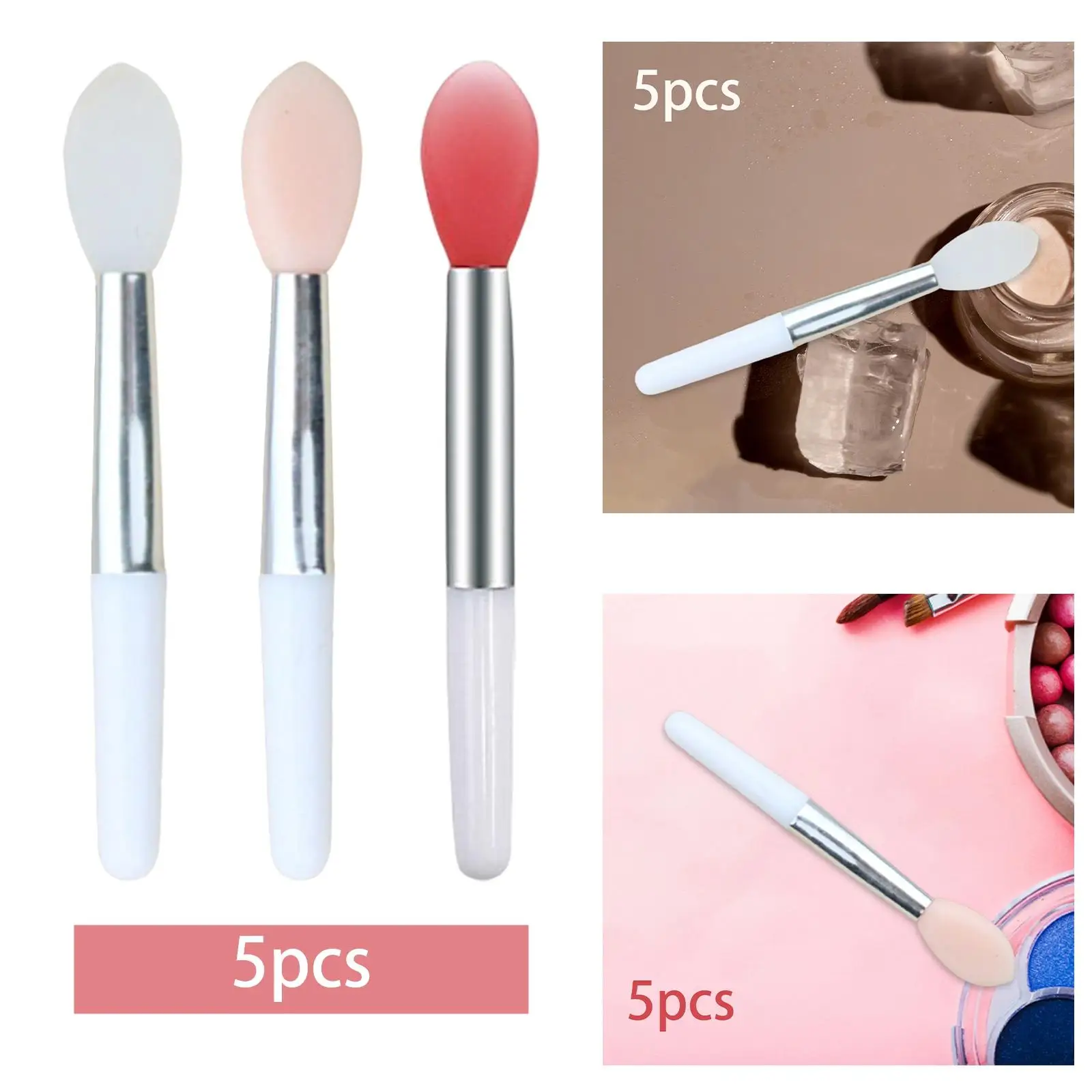 5Pcs Silicone Lip Brush Lip Cream Applicator Reusable for Eyeshadow Lip Cream