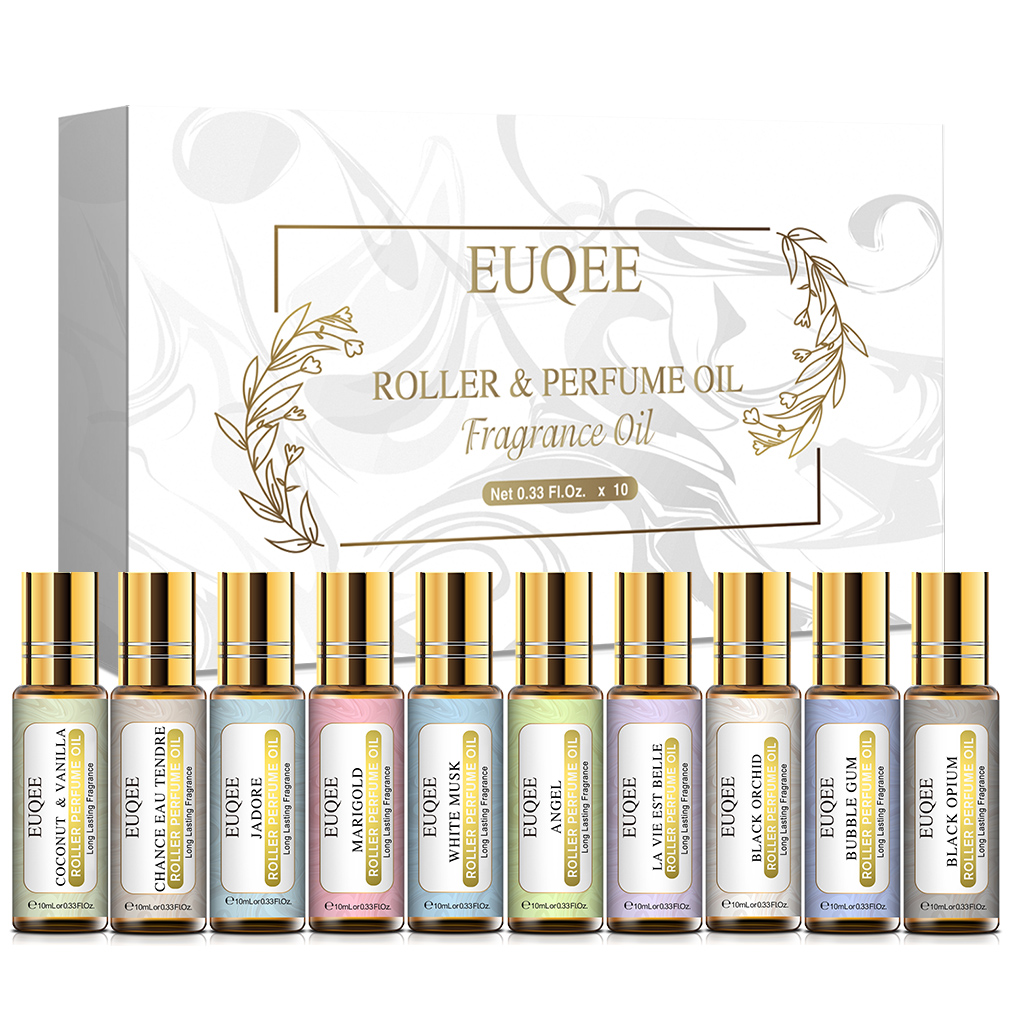 Best of EUQEE 10 Bottles Women Fragrance Oil Gift Set Bubble Gum Jadore White Musk 10ml Roller Fragrance Oil For Diffuser Top Selling Reviews & Tips