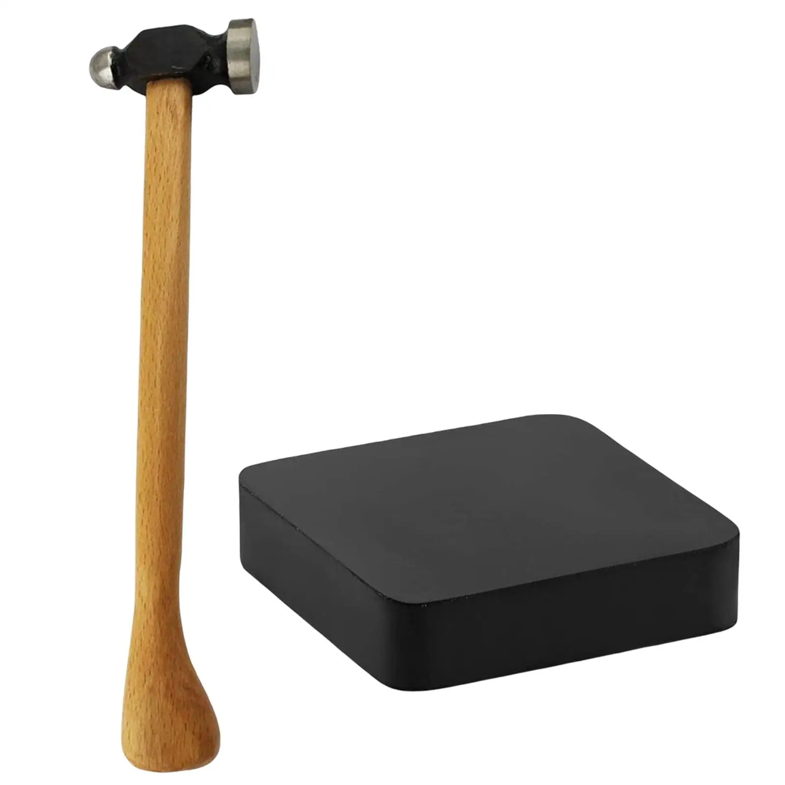 Small Hammer with Square Rubber Bench Block Jewellers Tool Non Slip for Stamping Flattening Smiting Jewelry Repair Supplies