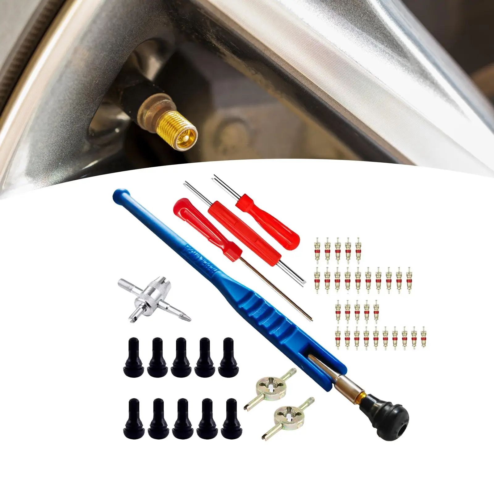 47x Tire Valve Stem Puller Tools Set Multifunctional for Motorcycle Car