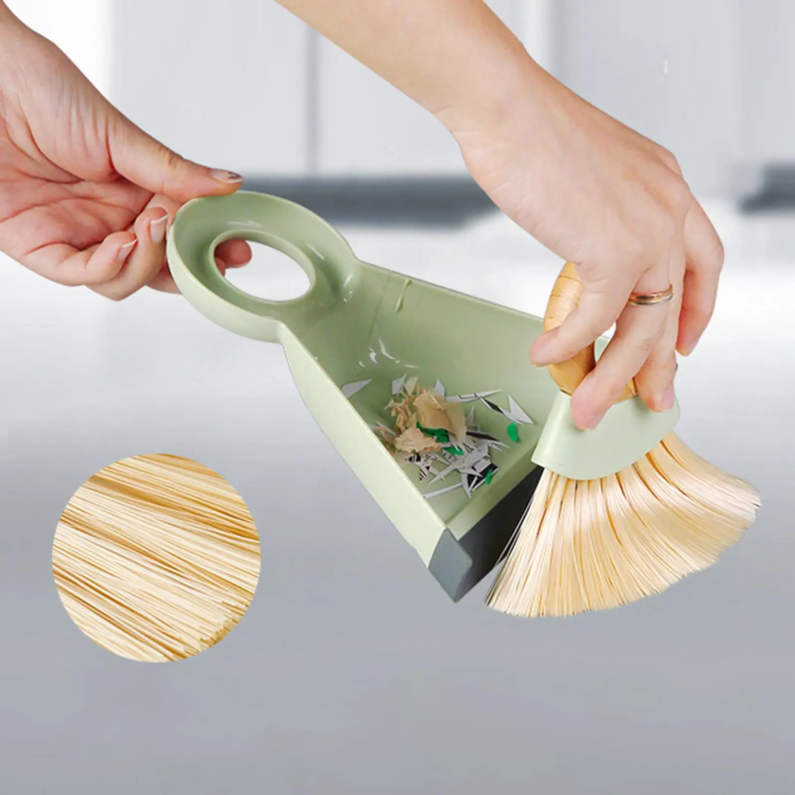 Small Broom and Dustpan Set Handheld Dustpan Brush Broom Cleaning Brush for Cabinet Office Kitchen Countertop Dining Table Sofa