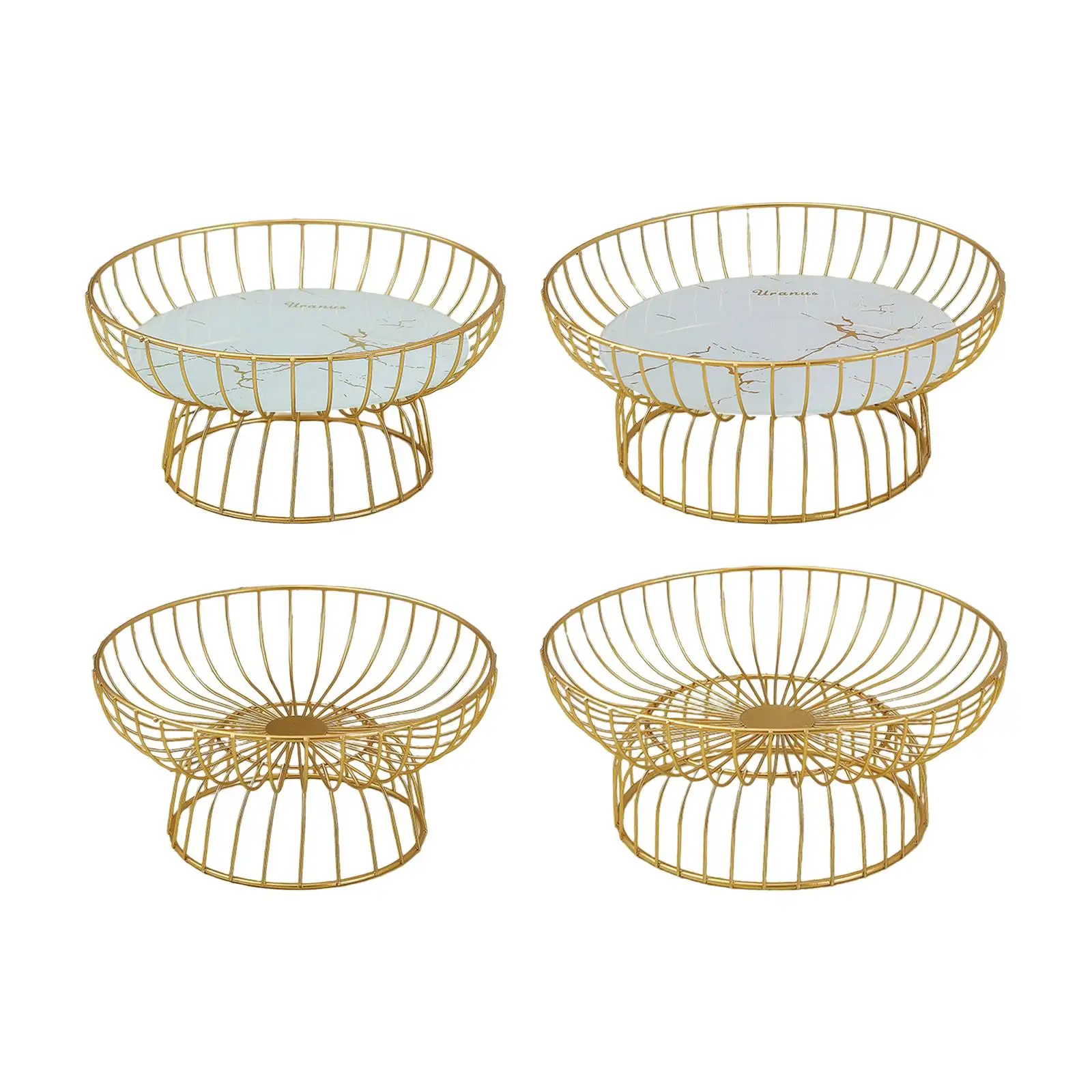 Iron Wire Fruit Basket Serving Bowl Table Centerpiece Single Tier Dish Fruit Bowl for Household Kitchen Counter Cabinet