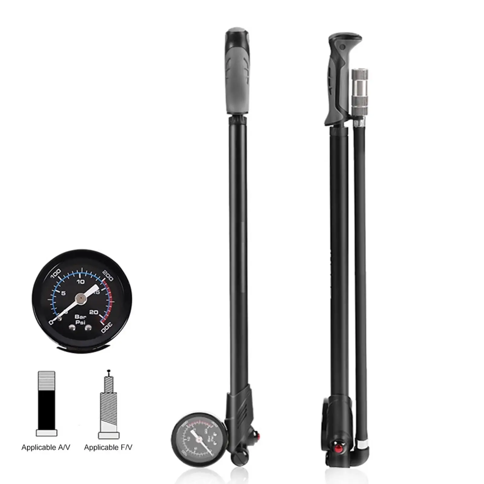 Bike Shock Pump with Pressure Gauge High Pressure Riding Practical 360 Degree Rotation Lightweight Bike Pump Bike Tire Pump