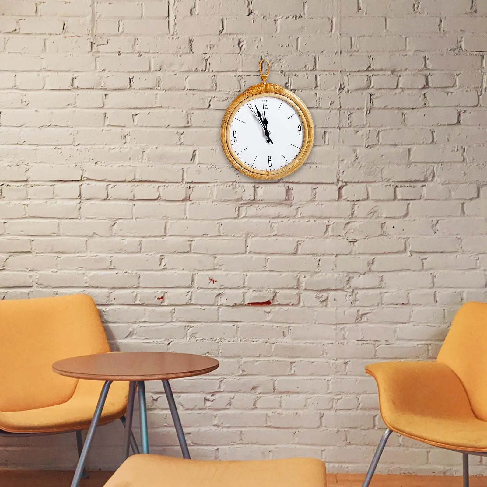 Rattan Wall Clock Non Ticking Decorative for Hotel Dining Room Hallway Wall Art Decor